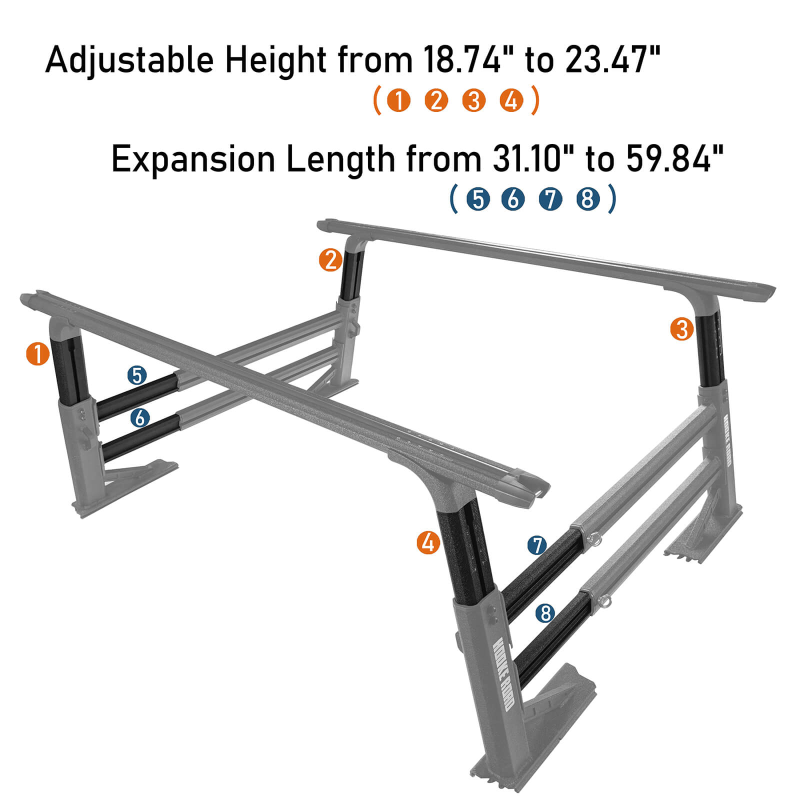 Heavy Duty Truck Bed Cargo Ladder Rack - Universal Fit for Most Pickup Trucks Without Factory Utility Tracks | Durable Aluminum Construction | Perfect for Hauling Ladders, Lumber & Equipment | Works with U-Box Storage Systems