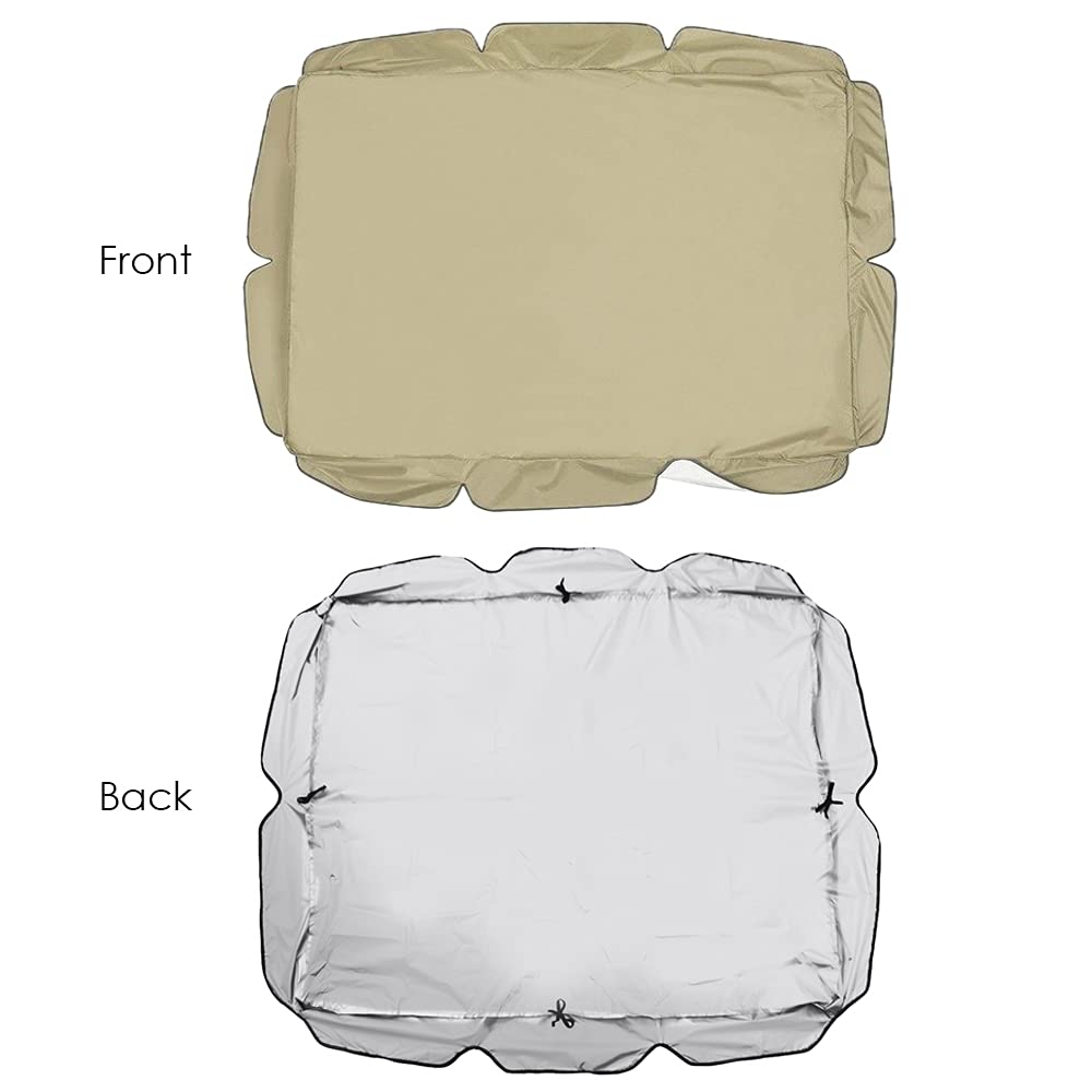 Waterproof UV Block Sun Shade Swing Canopy Replacement Cover - 3 Seat Outdoor Patio Swing Chair Top for Garden, Backyard, Poolside (Beige) | Perfect for Relaxing in Shade During Sunny Days
