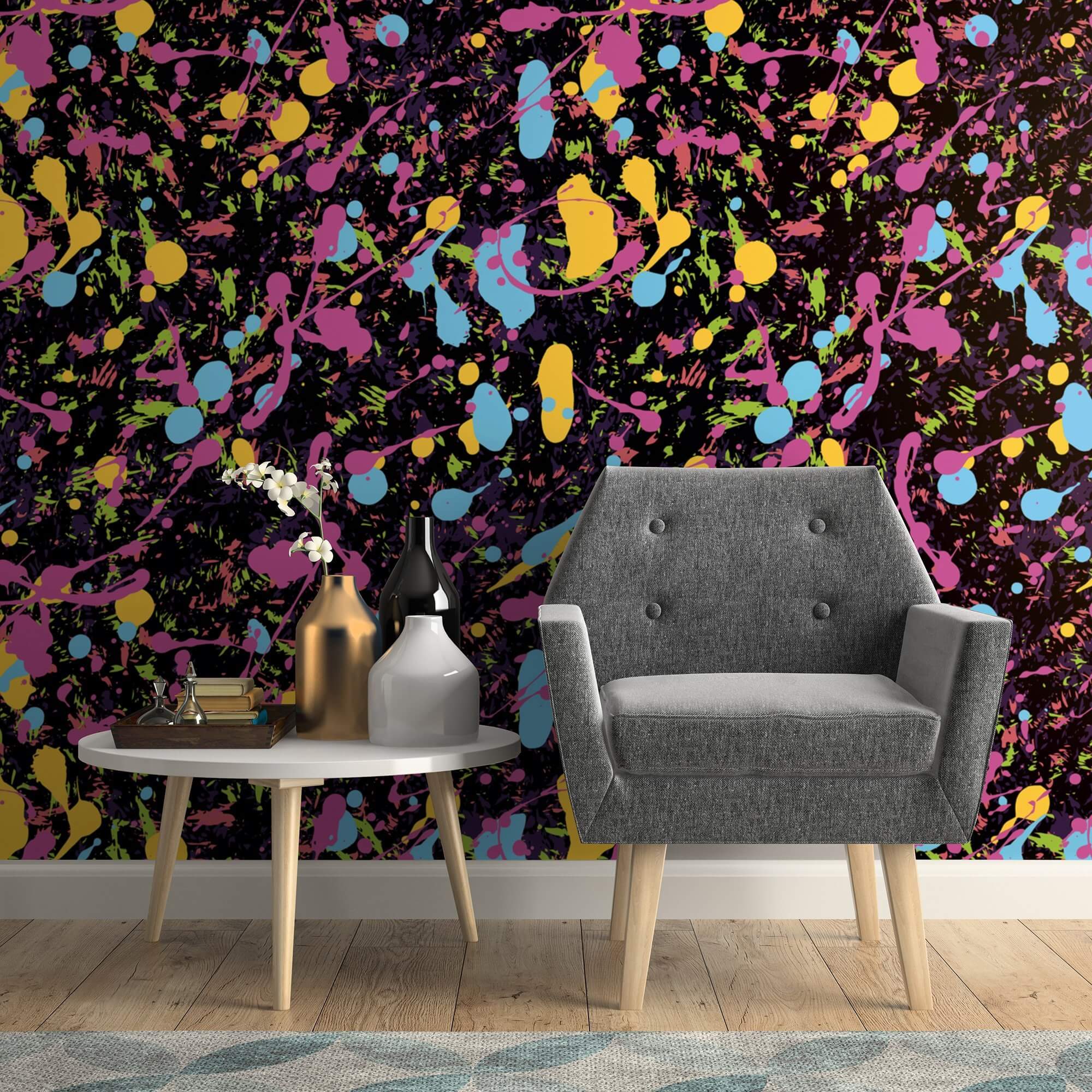 Yellow and Green Abstract Peel and Stick Removable Wallpaper for Kids - Easy DIY Nursery, Bedroom, Playroom Decor - Waterproof & Reusable Wall Decals for Home Decorating