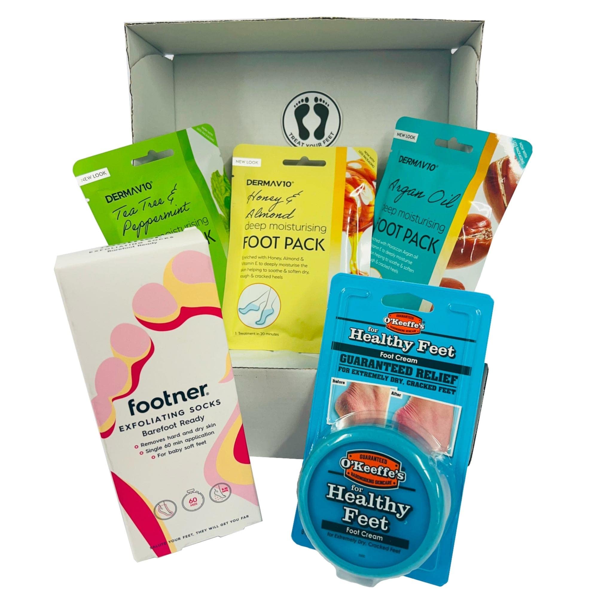 Foot Care Dry Feet Skin Bundle Kit - Exfoliating Socks, Foot Peel & Mask for Soft Smooth Feet - O'Keeffe's Healthy Feet Cream - Perfect for Pedicures, Cracked Heels & At-Home Spa Treatments