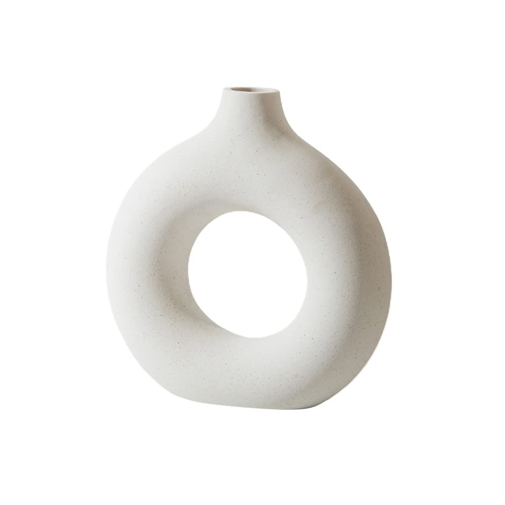 Tawohi Hollow Oval Ceramic Vase - Modern Handmade Flower Vase for Home Decor, Dried Flower Display, Centerpiece for Dining Table, Living Room & Office Decoration - Big Size Art Vase
