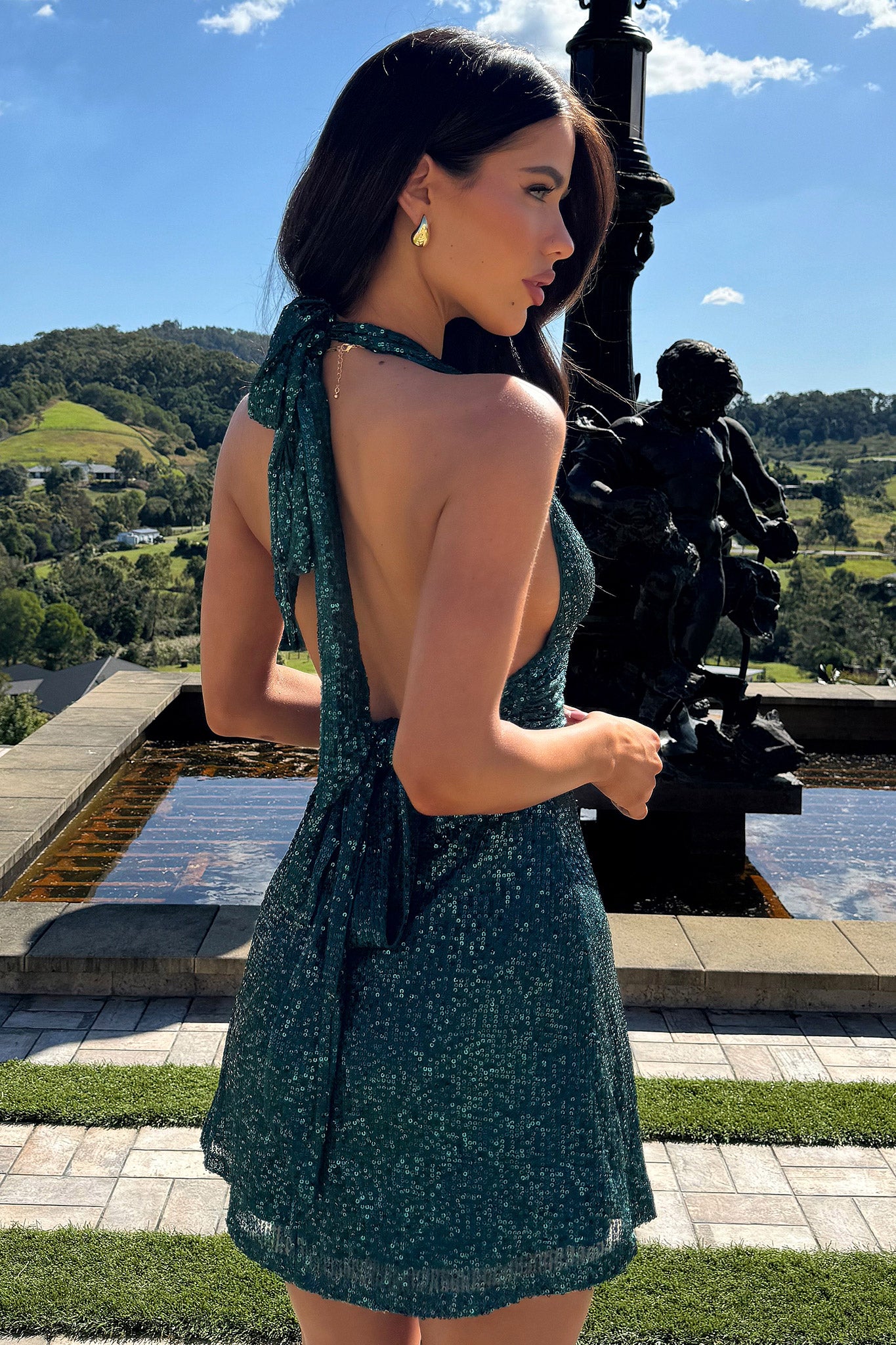 Harper Women's Emerald Green Dress - Elegant A-Line Flowy Midi Dress for Casual, Office & Party Wear | Perfect for Summer, Weddings & Special Occasions