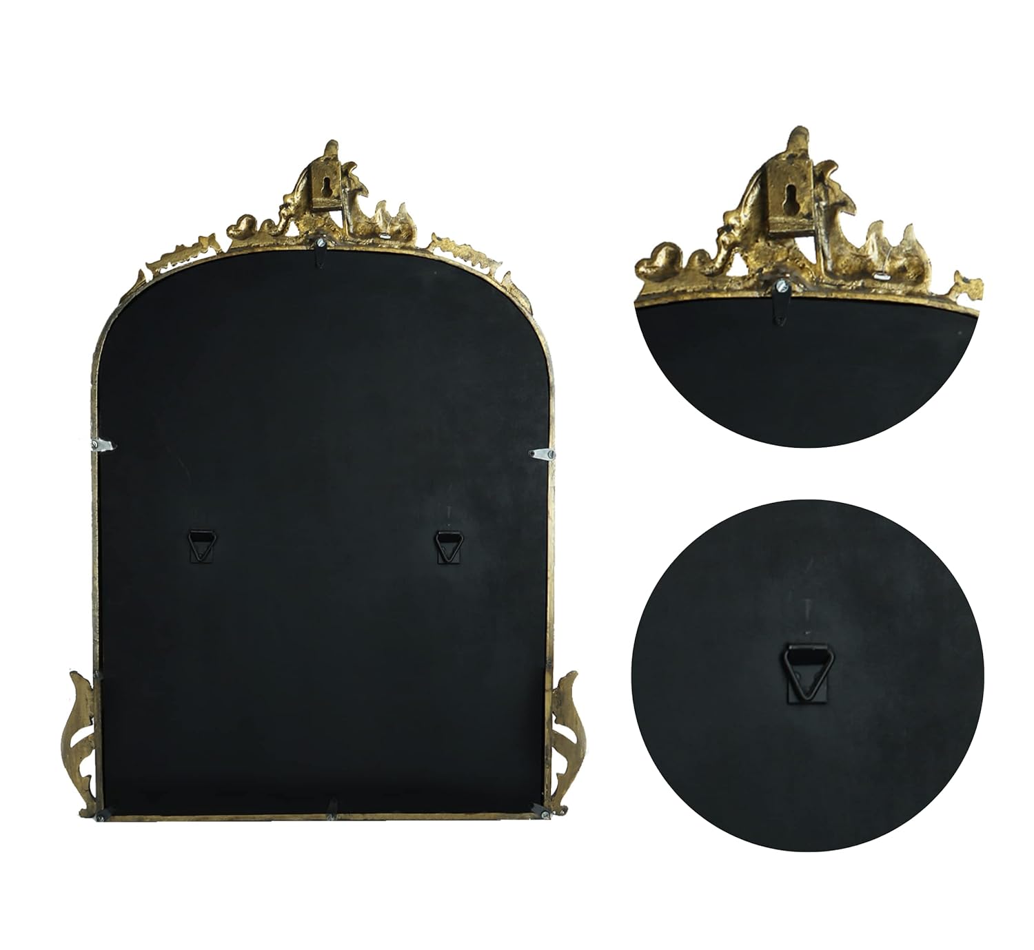 CORSICA Victorian Premium Metal Frame Arched Hand Casted Mirror Gold 90cm - Elegant Wall Decor for Living Room, Bedroom & Entryway - Antique Style Home Accent Piece