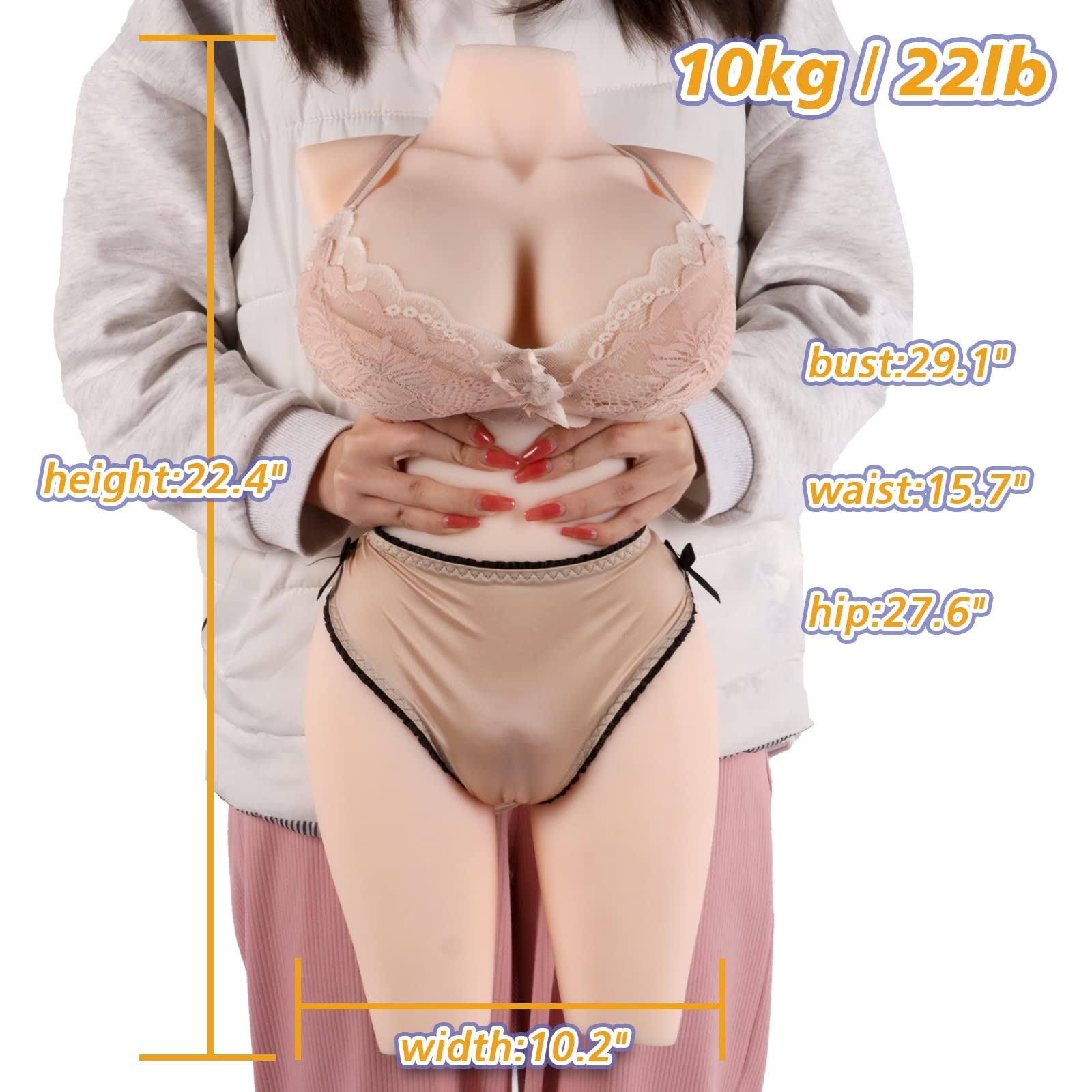 22LB Realistic Male Masturbator - Lifelike Female Torso Love Doll with Soft Gel Breasts & Dual Vaginal/Anal Holes | Adult Sex Toy for Men's Pleasure & Solo Play | Perfect for Discreet Home Use & Stress Relief
