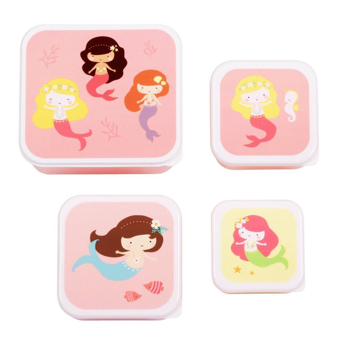 A Little Lovely Company Lunch & Snack Box Set: Mermaid Theme | Bento Box for Kids & Adults | Perfect for School, Office & Picnic