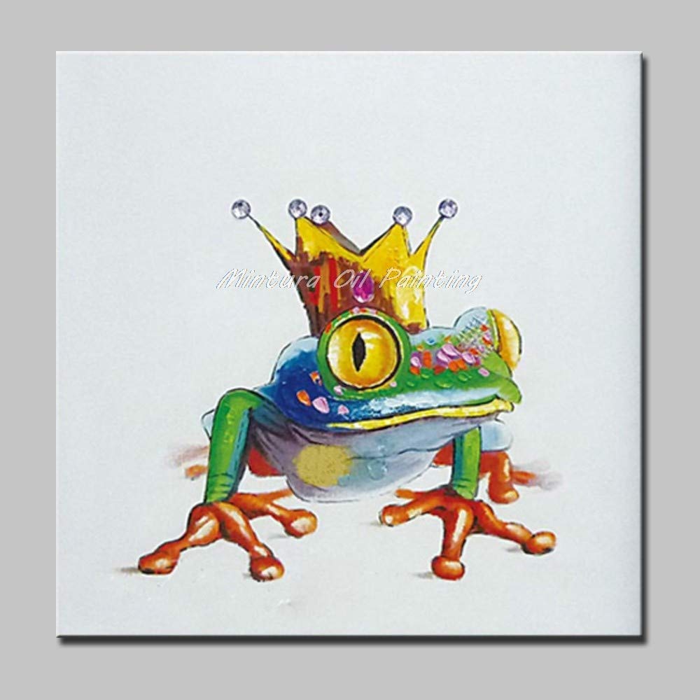 Hand Painted Oil Painting on Canvas - Crown Frog Prince Abstract Modern Wall Art Decor for Living Room, Bedroom & Home (90×120 cm Frameless) - Perfect for Bohemian Style Interiors & Gift Giving
