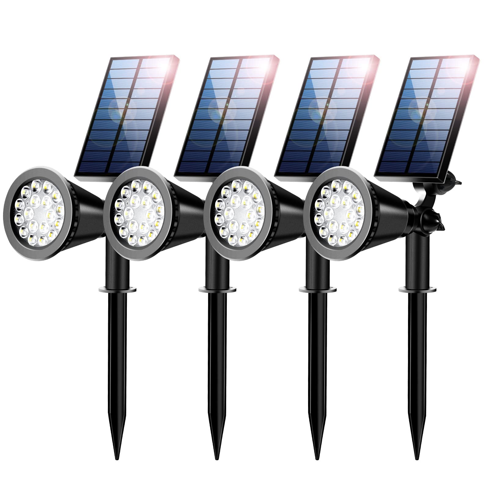 800 Lumen Solar Spot Lights Outdoor Waterproof - Solar Landscape Pathway Lights for Trees, Gardens, and Driveways - Solar Flood Lights for Yard, Patio, and Backyard Security Lighting
