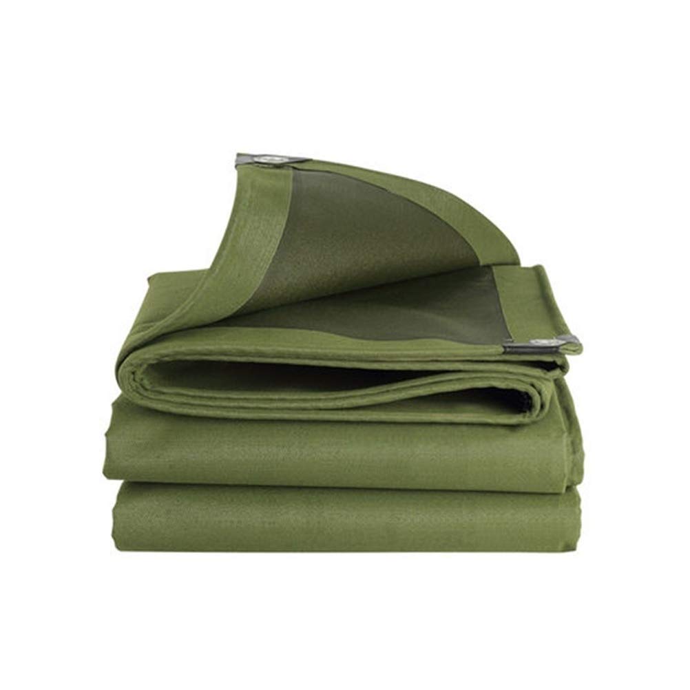 Heavy Duty 600g/m2 Waterproof Tarpaulin - 3.8x5.8m Thickened Tear-Resistant Canvas Cover for Agriculture, Construction & Outdoor Use - Durable Green Industrial Tarp for Roof Protection, Truck Covers & Camping