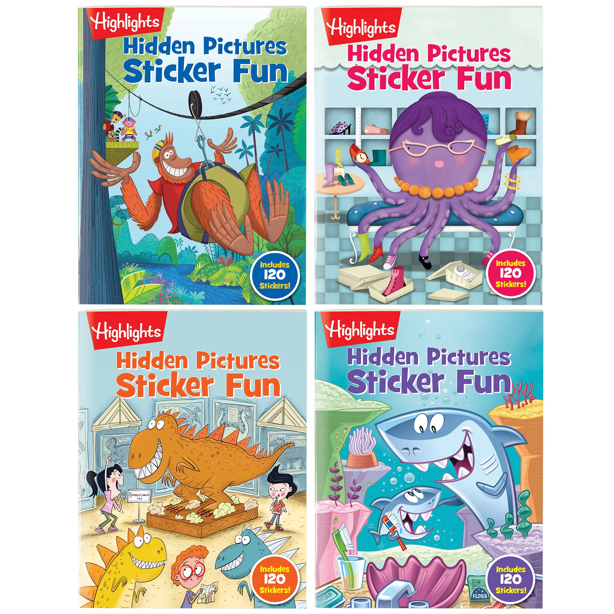 Hidden Pictures Sticker Activity Book for Kids Ages 3-6 | 4-Pack Seek & Find Coloring Books with 480+ Stickers | Fun Learning Games for Preschool & Kindergarten | Perfect for Travel, Rainy Days & Quiet Time Activities