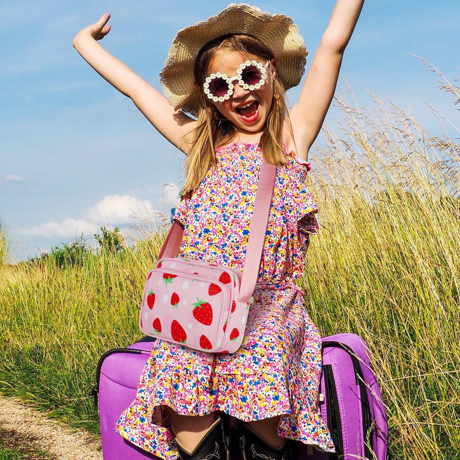 **Strawberry Crossbody Purse for Girls - Cute & Trendy Shoulder Bag for Kids, Best Birthday & Christmas Gift for 6 8 10 12 Year Old Girls - Perfect for School, Travel & Daily Use**