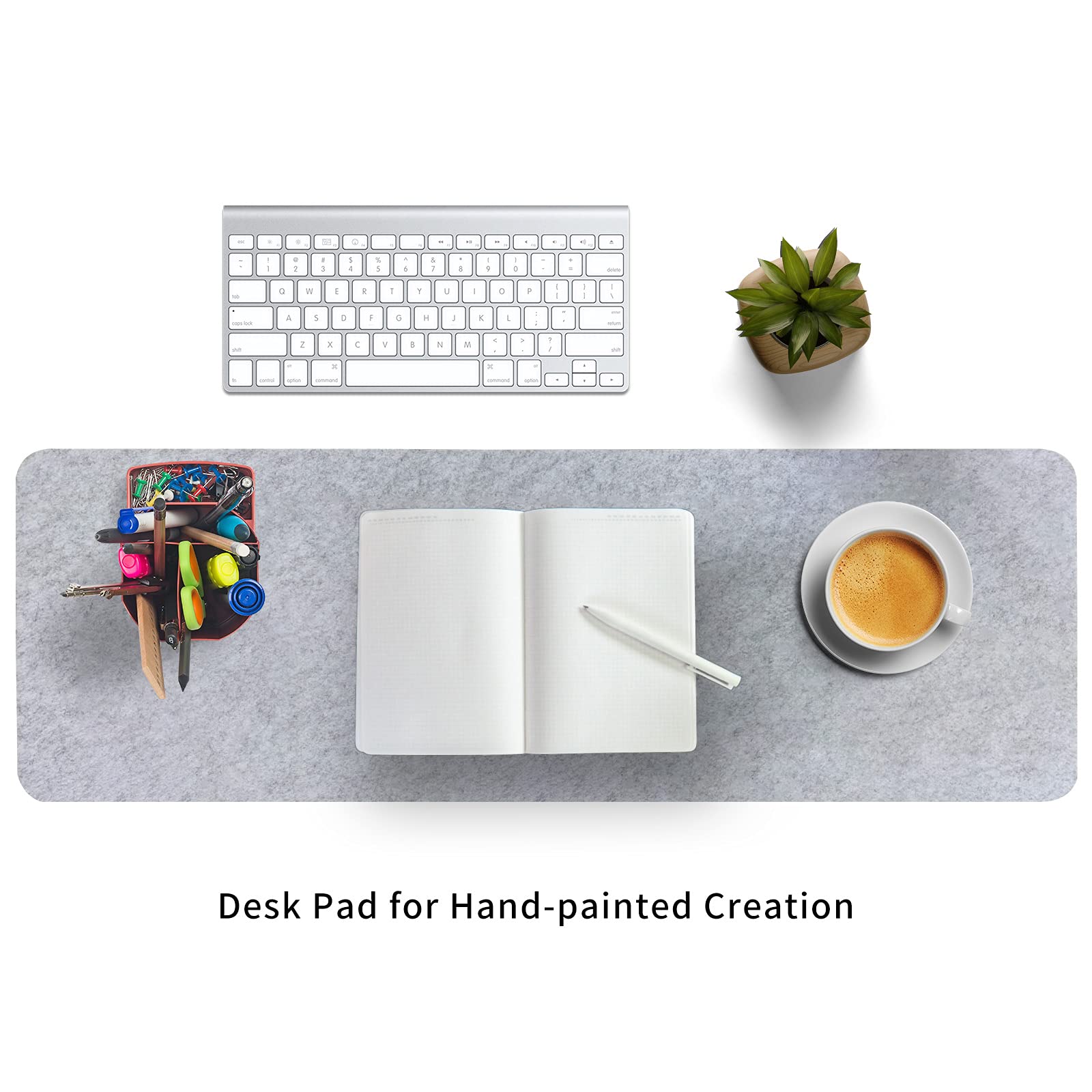 DawnTrees Large Felt Desk Pad & Mouse Mat (35.5x12 Inches) - XL Computer Keyboard Mat, Office Desk Protector for Workstation - Light Gray | Perfect for Home Office, Gaming Setup & Workspace Organization