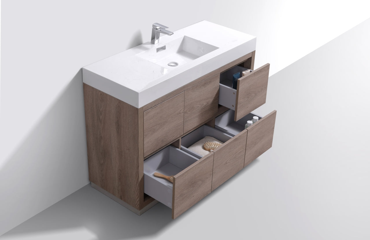 KubeBath Bliss 48 Inch Freestanding Modern Bathroom Vanity with Sink - Stylish Storage Solution for Small Bathrooms, Powder Rooms & Master Suites