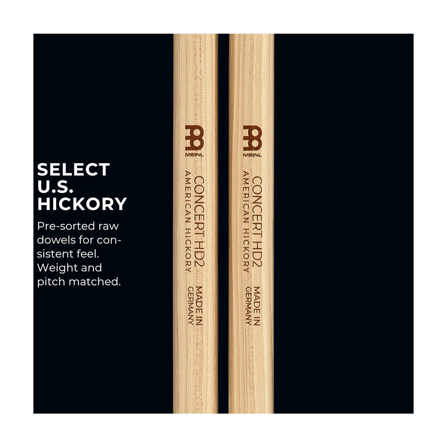 Premium American Hickory Drumsticks - Concert HD2 SB130 for Professional Drummers & Live Performances | Perfect for Rock, Jazz & Studio Recording