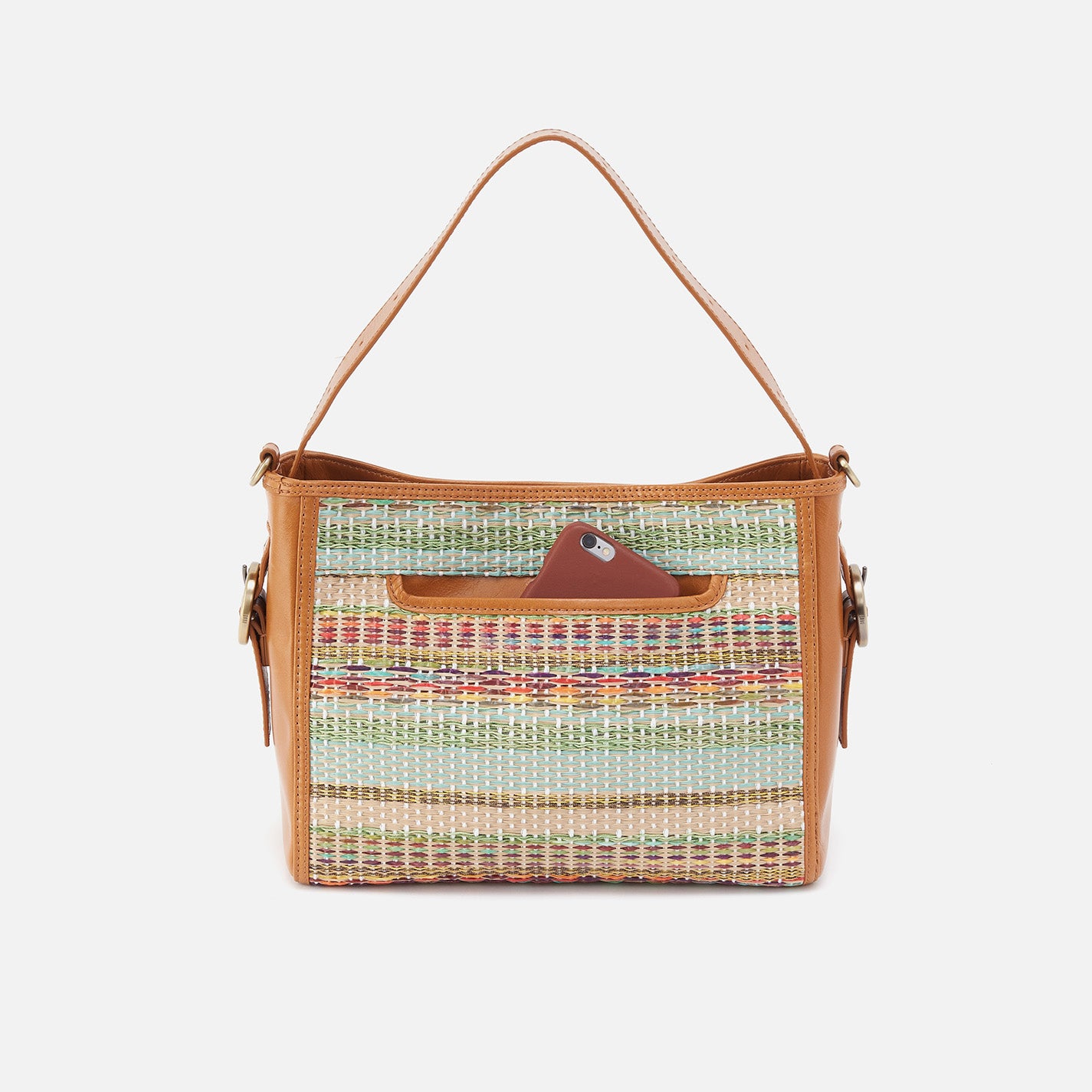Render Small Crossbody Bag in Multi Weave With Leather Trim - Sea Dream Stripe | Stylish Women's Shoulder Purse for Everyday Use, Travel & Shopping