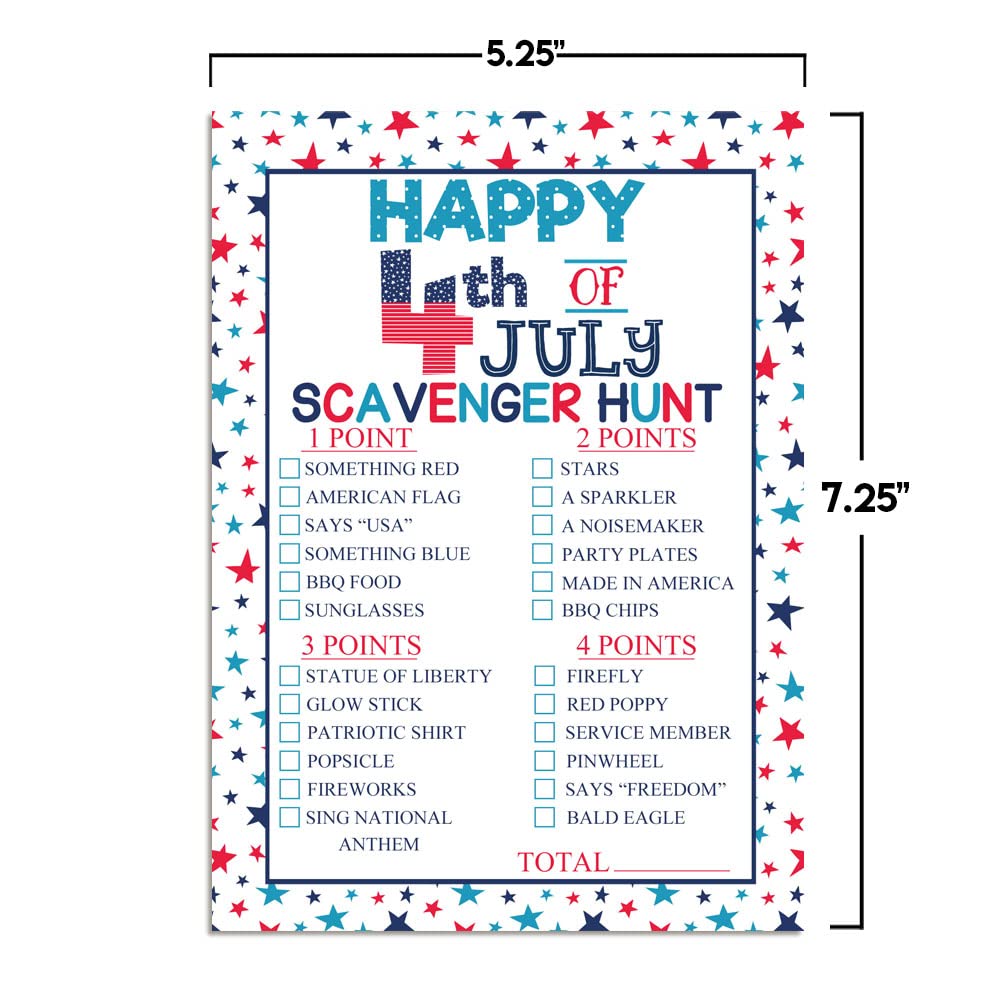 Amanda Creation 4th of July Patriotic Word Search & Scavenger Hunt Game Cards - 10 Pack (5