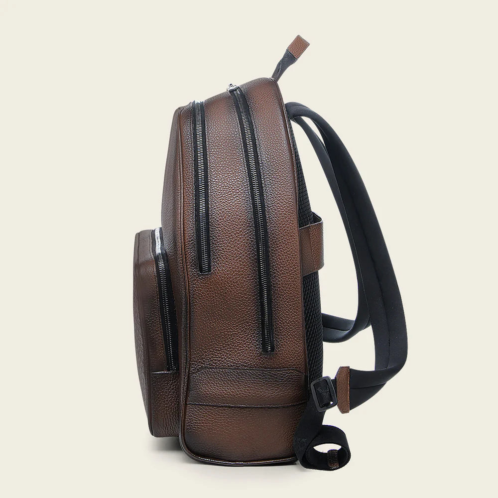 BOC29RS Genuine Cowhide Casual Backpack for Men & Women - Stylish Honey Leather Rucksack for Travel, Work & Daily Use