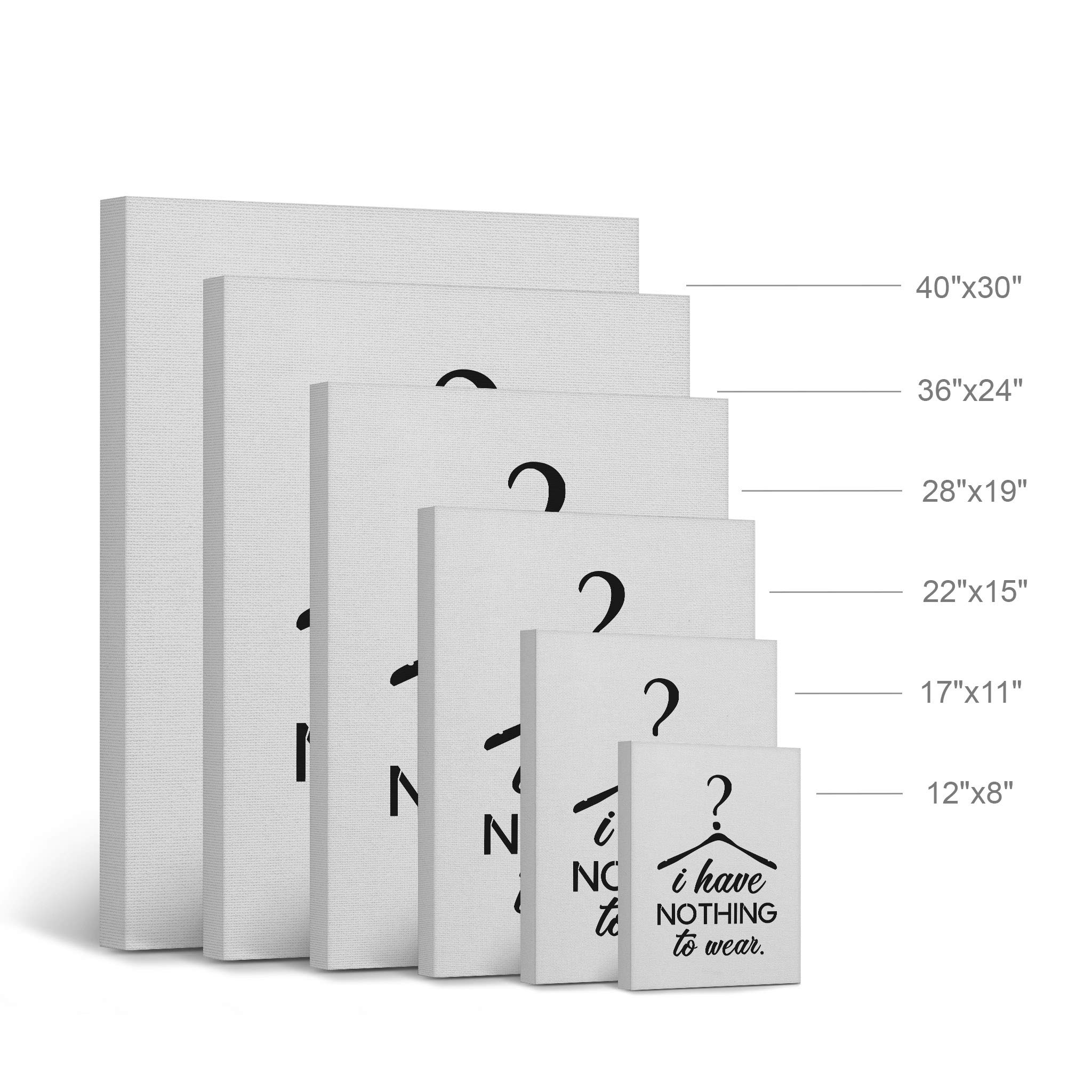 Smile Art Design 'I Have Nothing to Wear' Inspirational Quote Black & White Fashion Canvas Wall Art - Perfect for Teen Girls Room, Women's Dorm, Bathroom & Living Room Decor - Ready to Hang 40x30