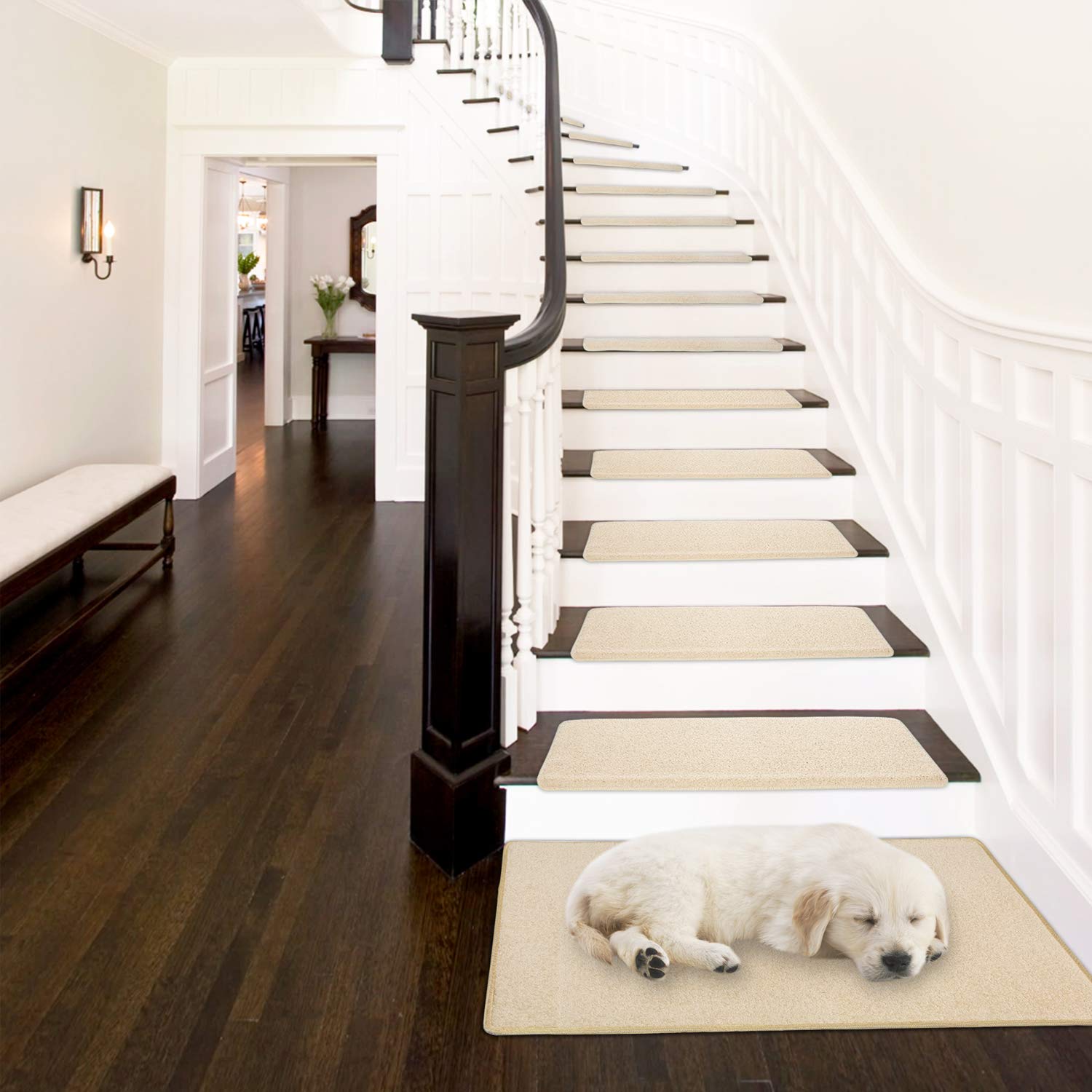 PURE ERA Bullnose Carpet Stair Treads Set - 14-Piece Non-Slip Stair Protectors (9.5