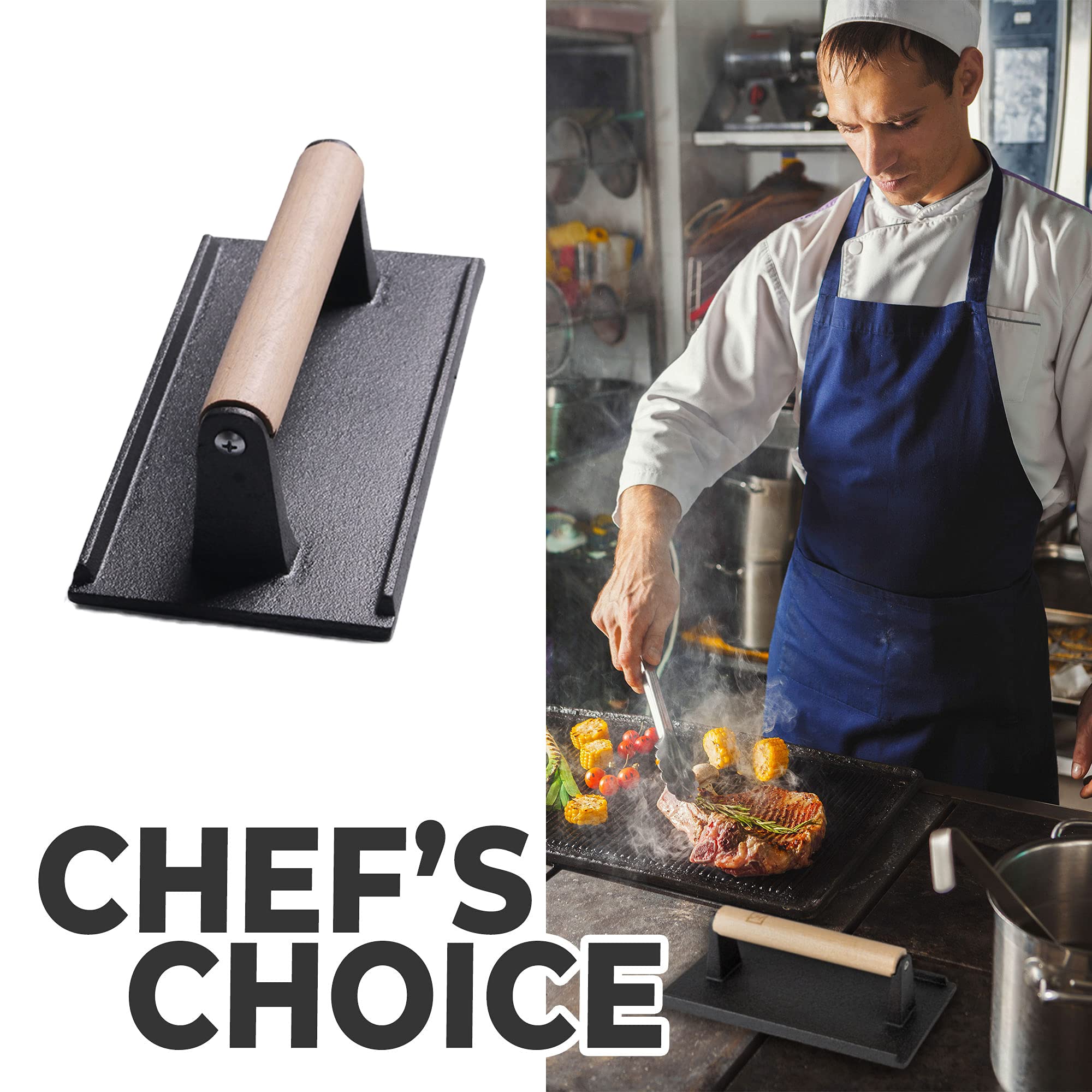 THW® Heavy Duty Iron Burger Press - Stainless Steel Patty Maker for Juicy Homemade Burgers, Sandwiches & Meatballs | Perfect for BBQ, Grilling & Home Cooking