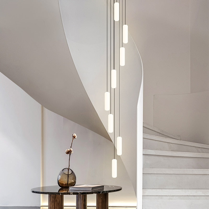 Elegant Staircase Chandelier Lighting Fixture - Modern Crystal Pendant Light for Home & Foyer Decor | Perfect for Stairwells, Entryways, and Grand Halls