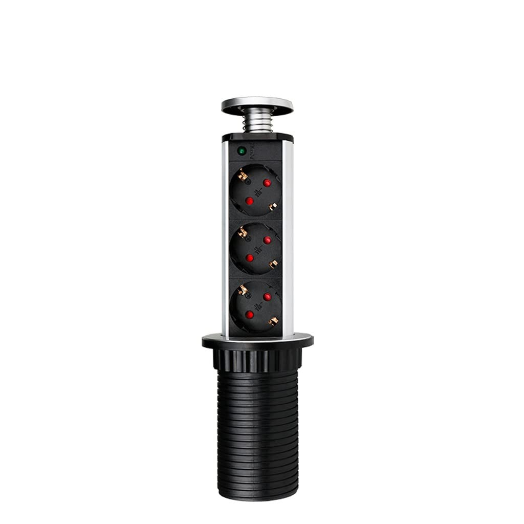 Retractable Power Outlet with LED Indicator - 33.5x5.5cm Kitchen Countertop & Desk Socket (Color A) - Perfect for Home Office, Kitchen Islands & Workspaces