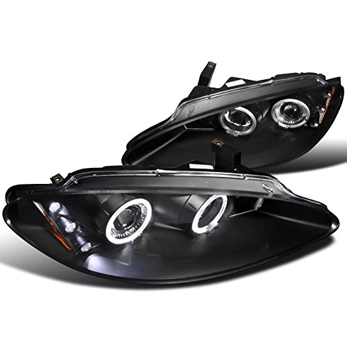 Spec-D Tuning Black LED Dual Halo Projector Headlights for Dodge Intrepid - High Performance Aftermarket Headlights for Night Driving & Custom Car Styling