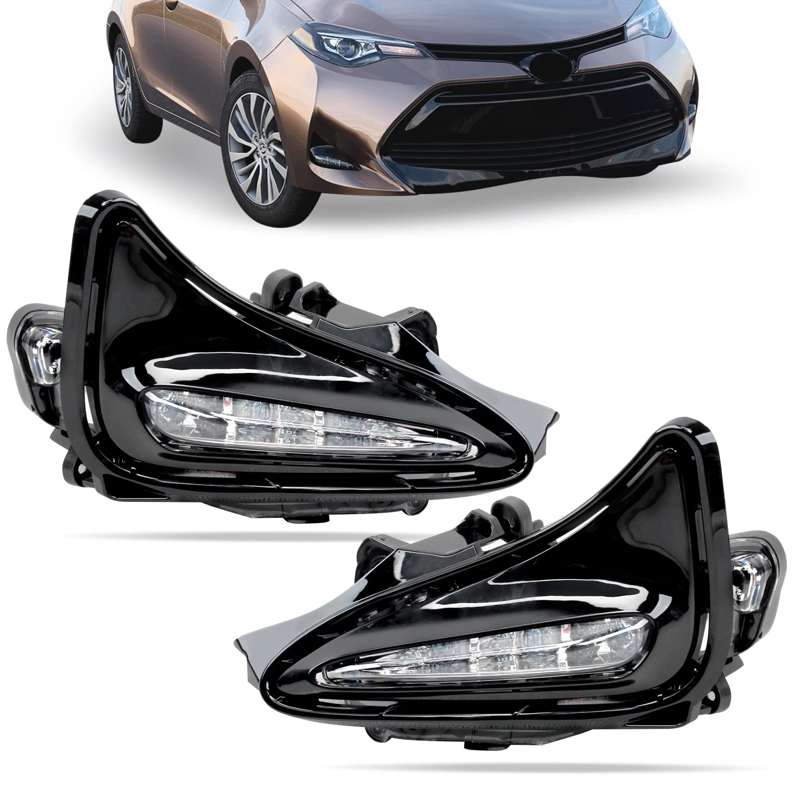 DLAA LED Fog Lights Kit for Toyota Corolla 2017 2018 2019 - Clear Lens Front Fog Lamps with Wiring Harness (1 Pair) - Perfect for Night Driving & Off-Road Adventures