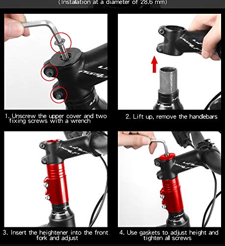Adjustable Bike Stem Riser - Aluminum Alloy Bicycle Handlebar Extender for Mountain, Road, MTB, BMX & Fixie Bikes - Headset Raiser Adapter (Black) - Perfect for Comfortable Riding & Custom Bike Fit