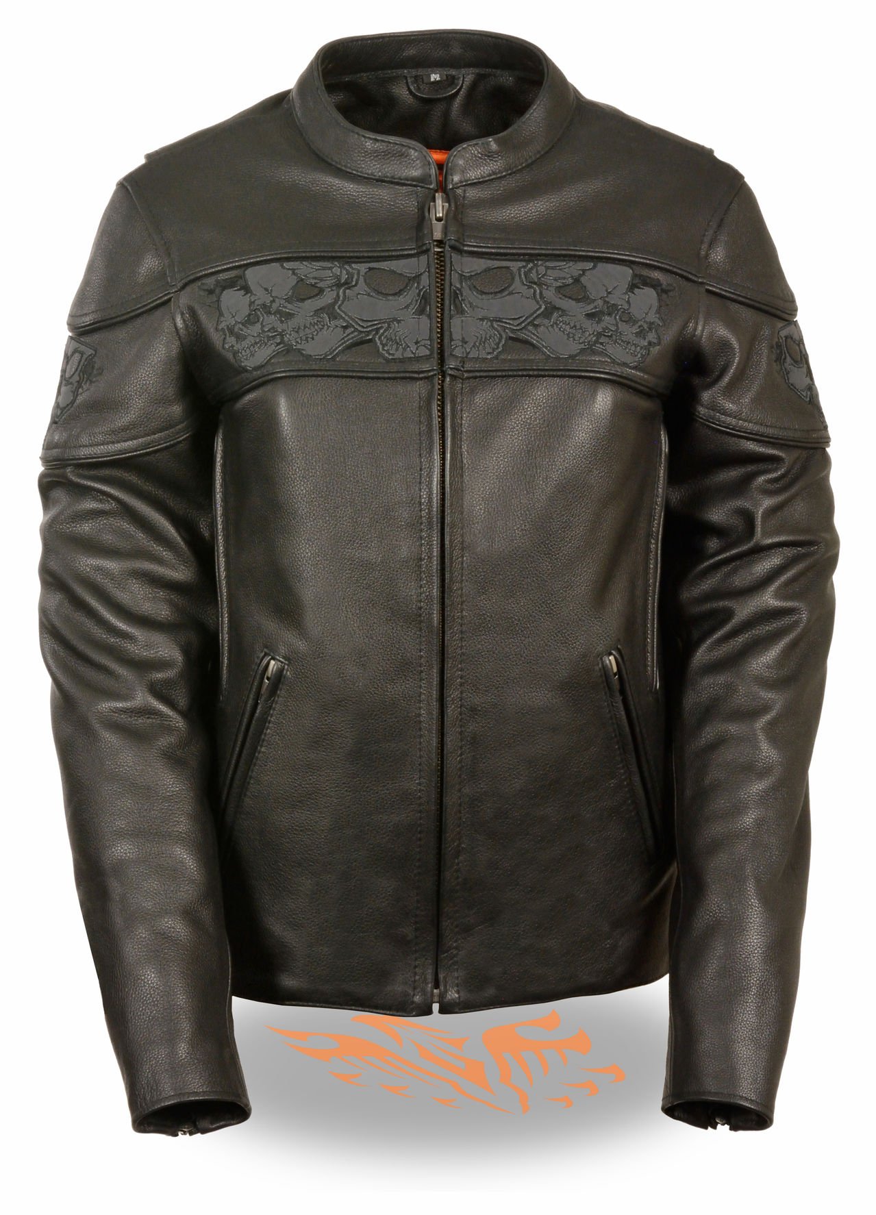 Milwaukee Leather Women's Crossover Leather Scooter Jacket with Reflective Skulls - Black, Size 2X - Perfect for Motorcycle Riding, Urban Fashion & Nighttime Safety