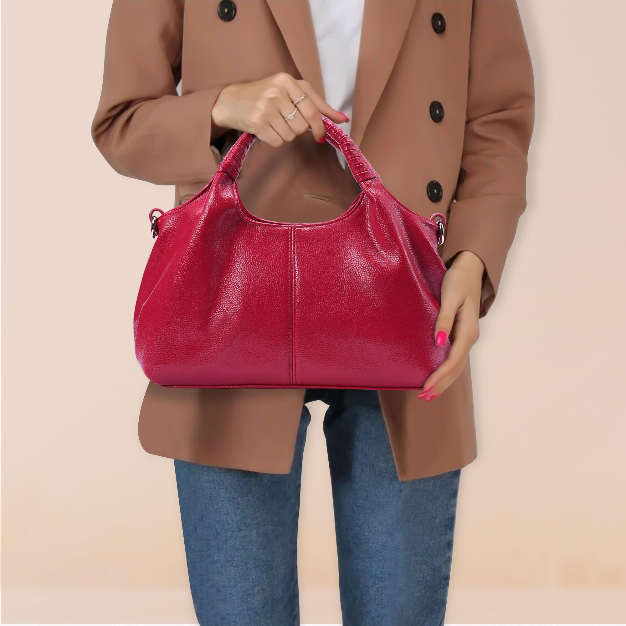 Genuine Leather Handbags for Women - Top Handle Satchel & Hobo Crossbody Bag | Stylish Purse for Work, Travel & Everyday Use