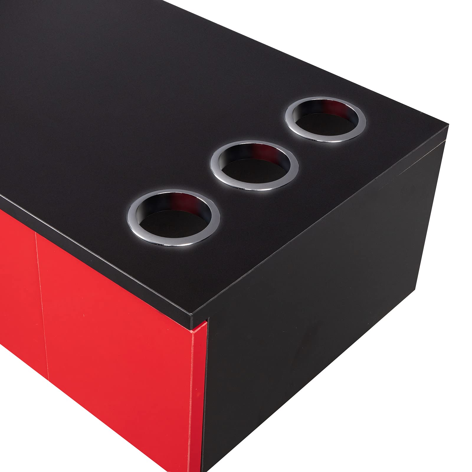 HOMVENT Wall Mount Salon Station Table - 3-Tier Hair Styling Cabinet with 2 Drawers & Hair Dryer Holder - Professional Beauty Salon Storage Organizer for Barbers & Stylists (Black & Red) - Perfect for Salon, Spa, Home Beauty Stations & Barber Shops