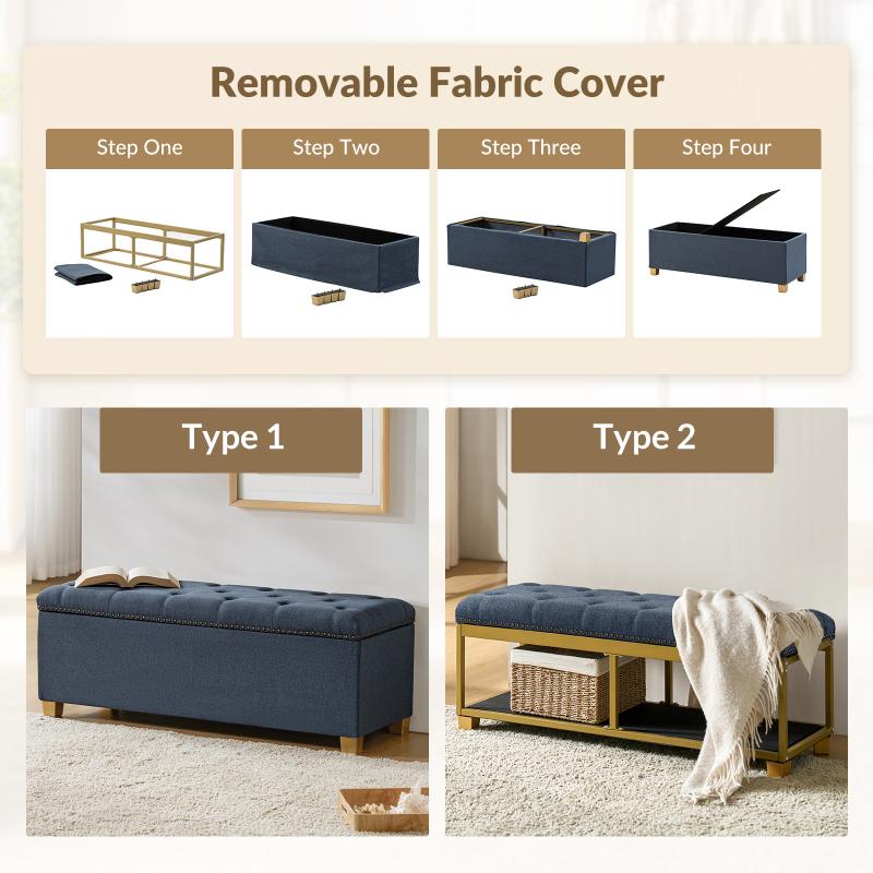 Versatile Minimalist Storage Bench with Removable Fabric Cover - Modern Entryway, Bedroom & Living Room Organizer - Perfect for Shoes, Blankets & Home Decor Storage
