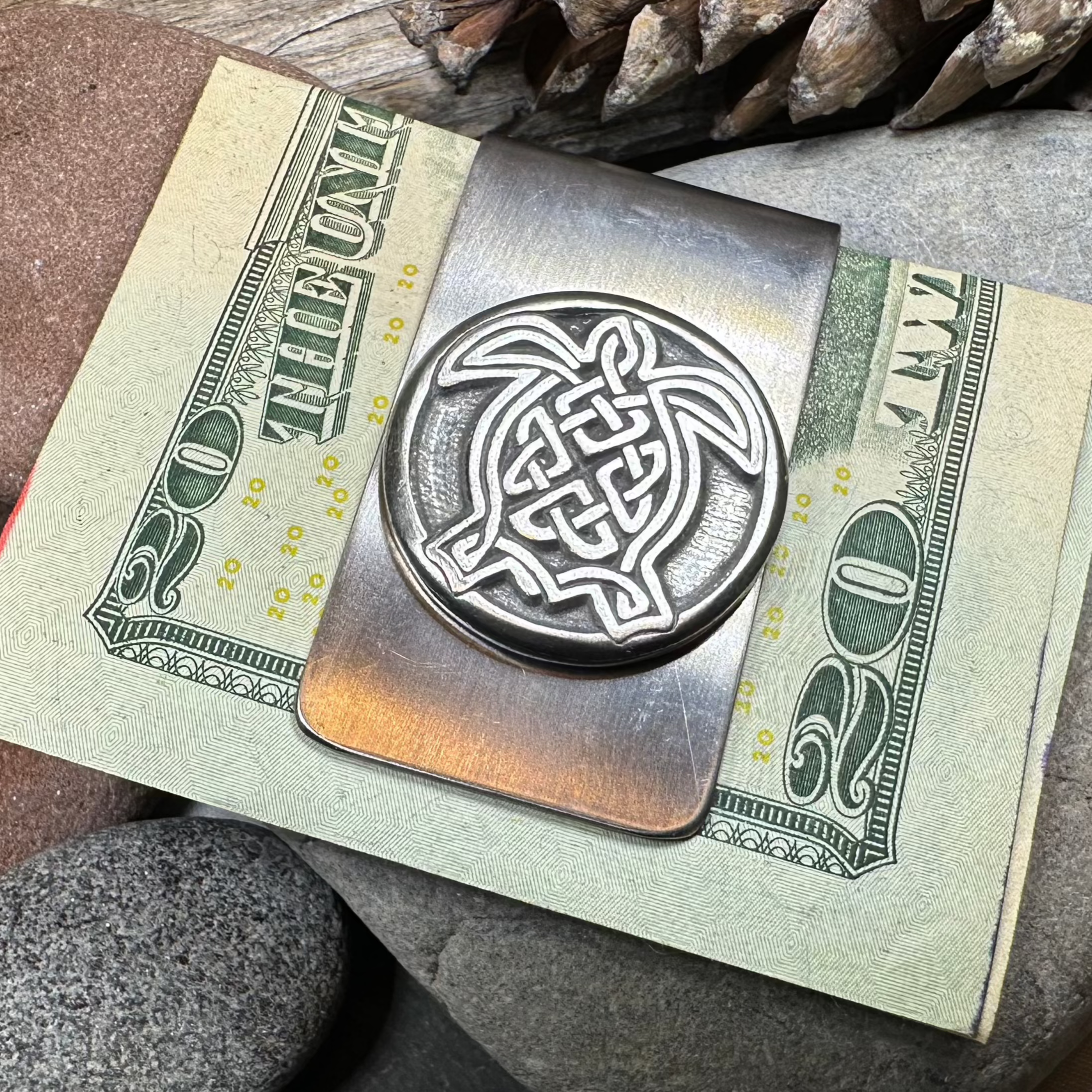 Celtic Turtle Money Clip - Handcrafted Stainless Steel Wallet Money Holder for Men | Perfect for Cash, Credit Cards & ID | Ideal Gift for St. Patrick's Day, Birthday & Anniversary