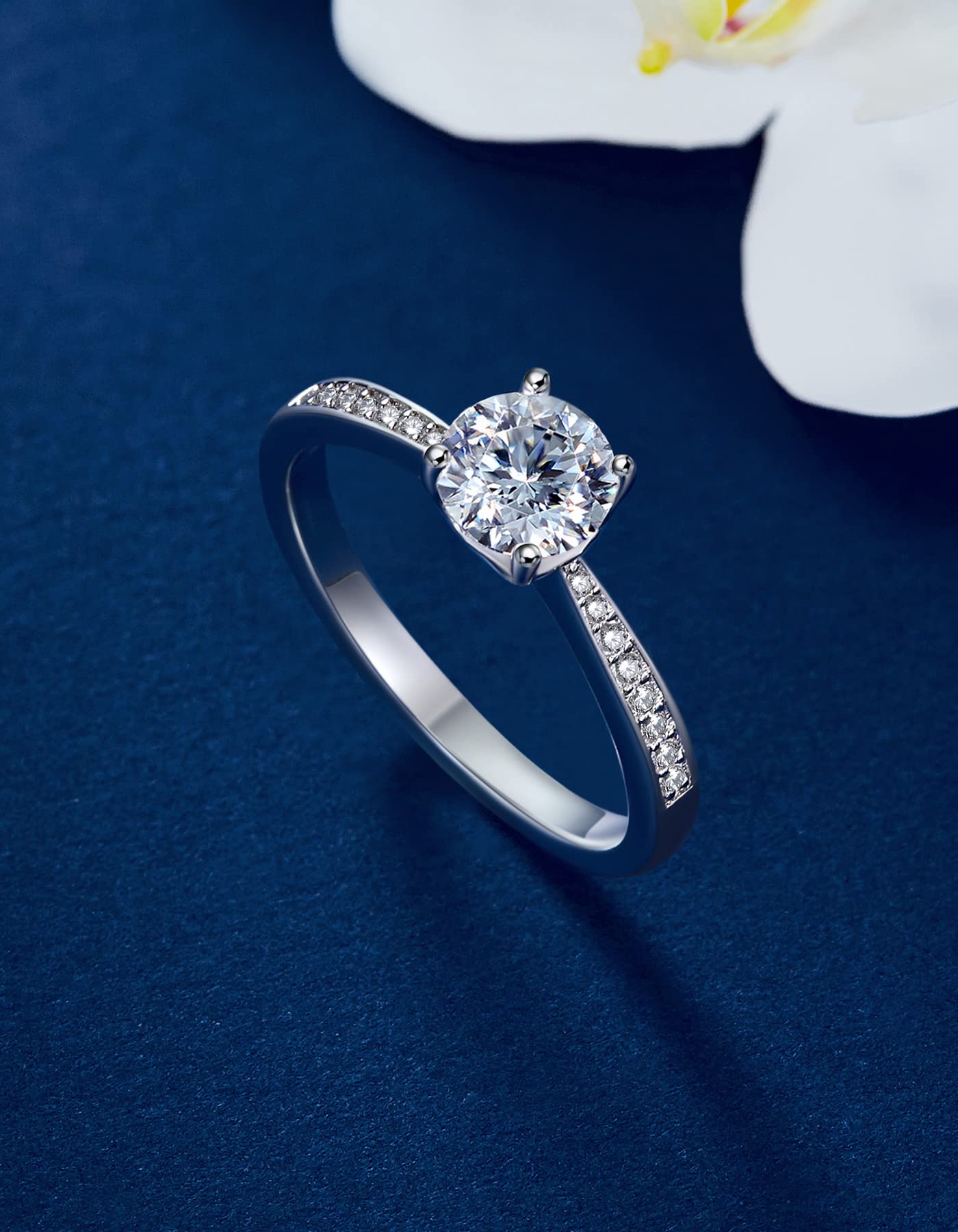 1 Carat Moissanite Promise Ring for Women - D Color VVS1 Simulated Diamond Engagement Ring in 925 Sterling Silver - Perfect for Anniversaries, Proposals & Special Occasions