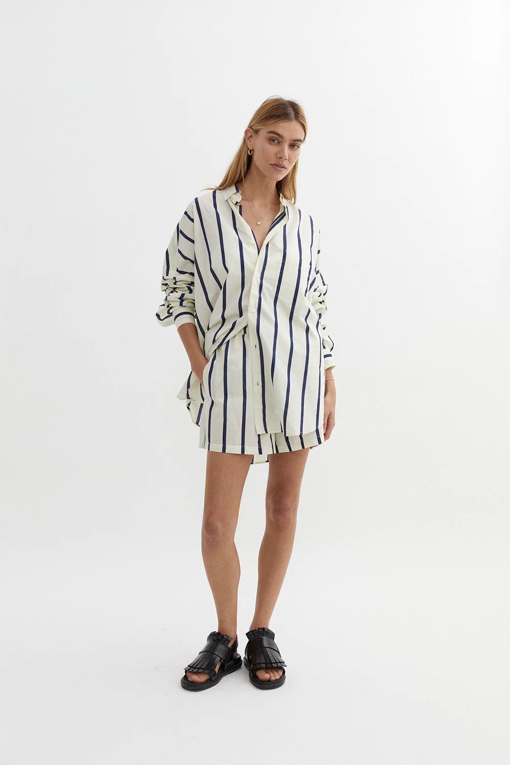 Amalie Navy Blue Women's Casual Shirt - Comfortable & Stylish for Work, Travel & Everyday Wear