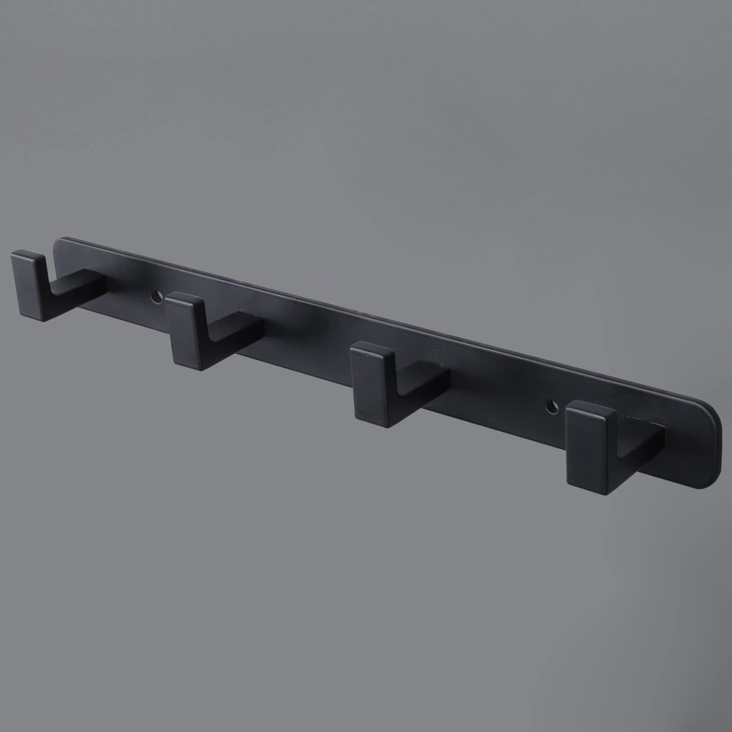 Vanloory Heavy Duty Stainless Steel Coat Rack - 4 Hook Wall Mounted Hanger for Bathroom, Kitchen & Entryway - Rustproof Clothes Hook & Key Organizer with Adhesive Backing (Black) - Perfect for Small Space Organization & Home Decor