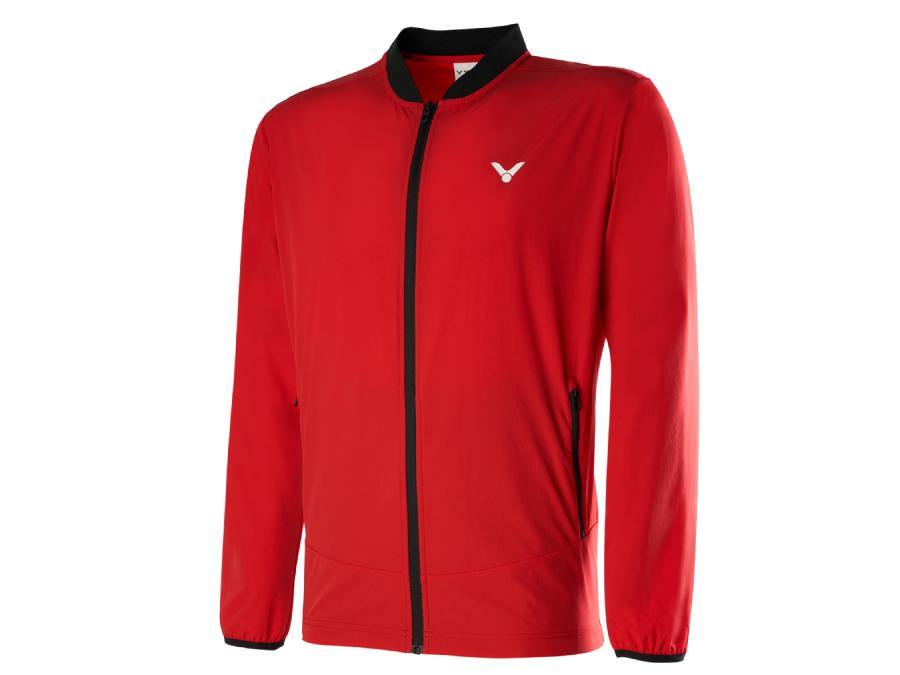 Victor J 00607D Unisex Track Jacket - Lightweight Athletic Running Jacket for Men & Women [Red] - Perfect for Jogging, Gym Workouts & Outdoor Sports