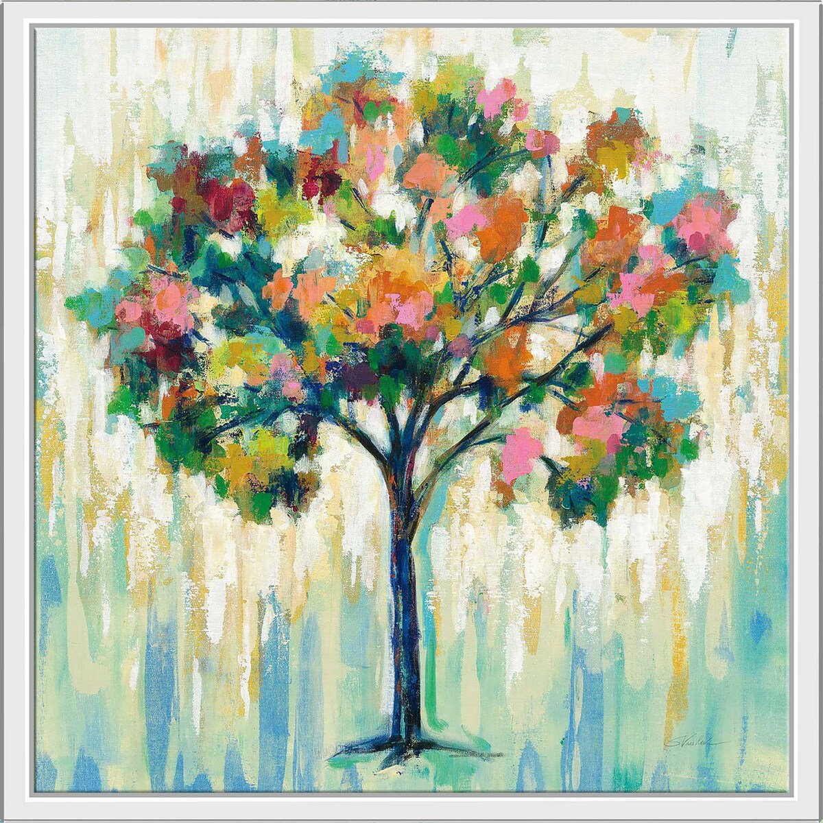 Blooming Tree Art Print on Floating Canvas - Elegant Home Decor for Living Room, Bedroom & Office