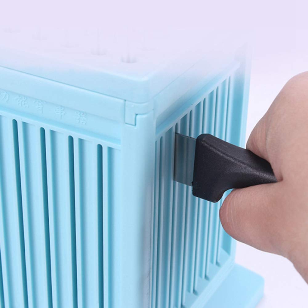 49-Hole Meat Skewer Kebab Maker Box - Quick BBQ Skewer Tool for Chicken, Beef & Vegetables - Durable Kitchen Accessory for Grilling, Camping & Outdoor Cooking (Blue)