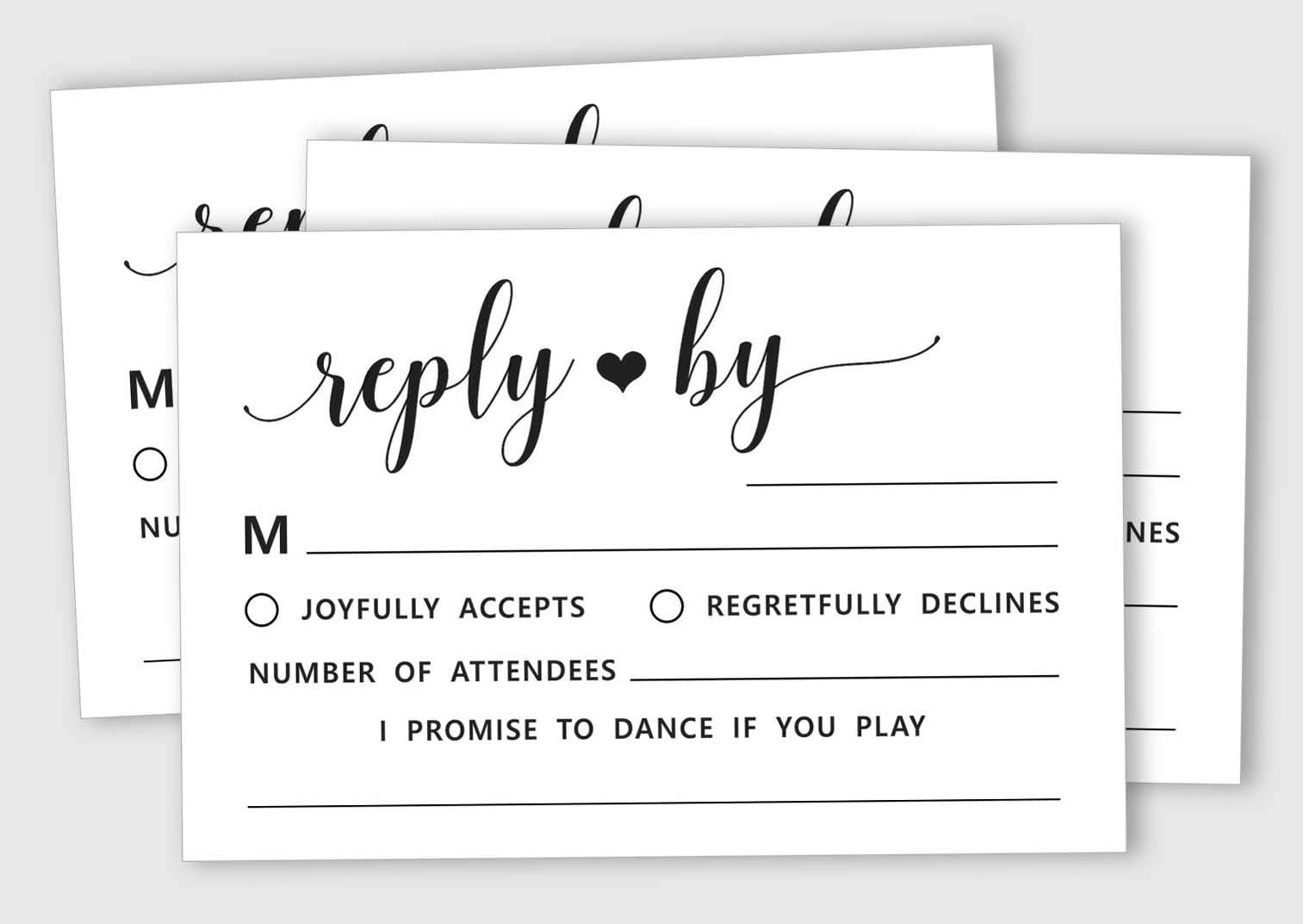 50 Premium Blank RSVP Cards with White Envelopes - Elegant Wedding Response Cards for Invitations, Rehearsal Dinner, Baby Shower & Bridal Shower - Perfect for Engagement Parties & Special Events - High Quality Stationery for Your Memorable Occasions