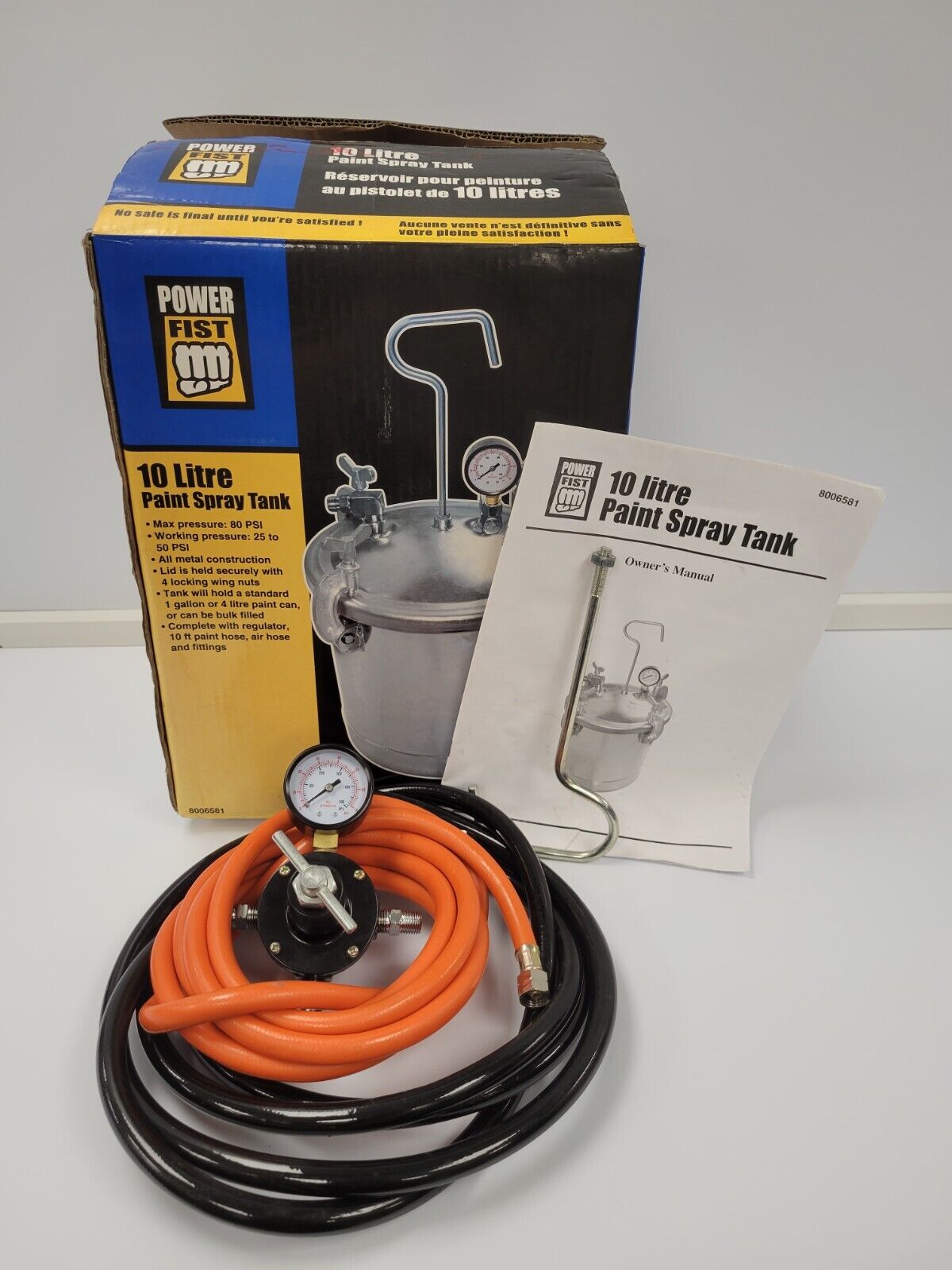Power Fist 8006581 10 Liter Paint Spray Tank - Professional Airless Paint Sprayer for Home & Commercial Use - Perfect for Interior/Exterior Painting Projects