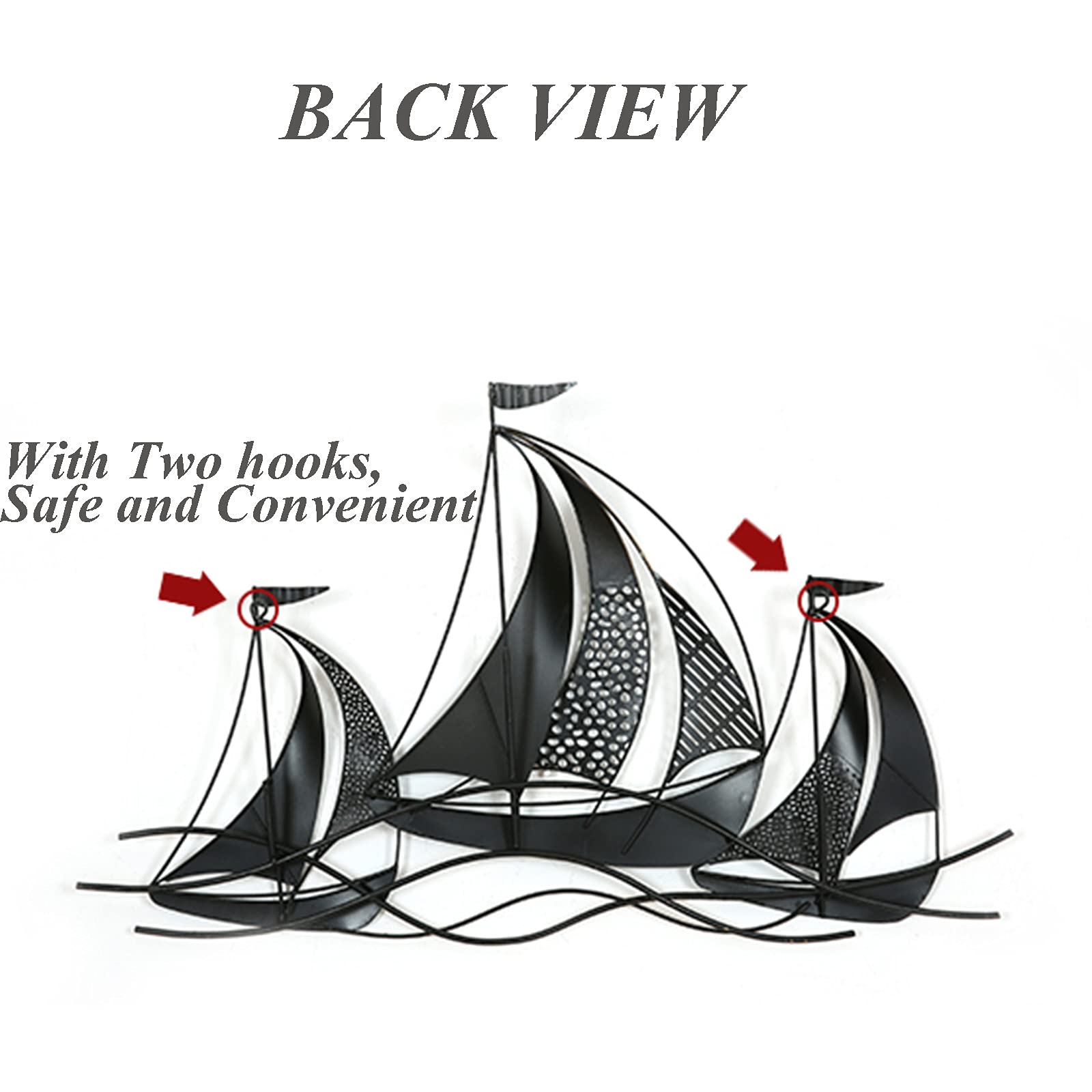 Handmade 3D Nautical Metal Sailboat Wall Art Decor - 34