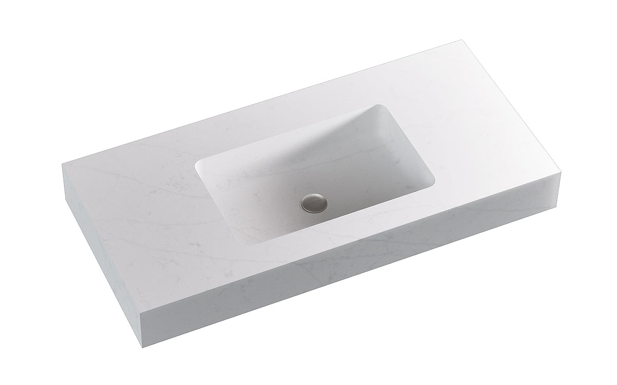 Corsica Gold Rio Blanco Floating Vanity - Modern Bathroom Vanity with Sink & Storage - Perfect for Small Bathrooms, Powder Rooms & Contemporary Home Decor