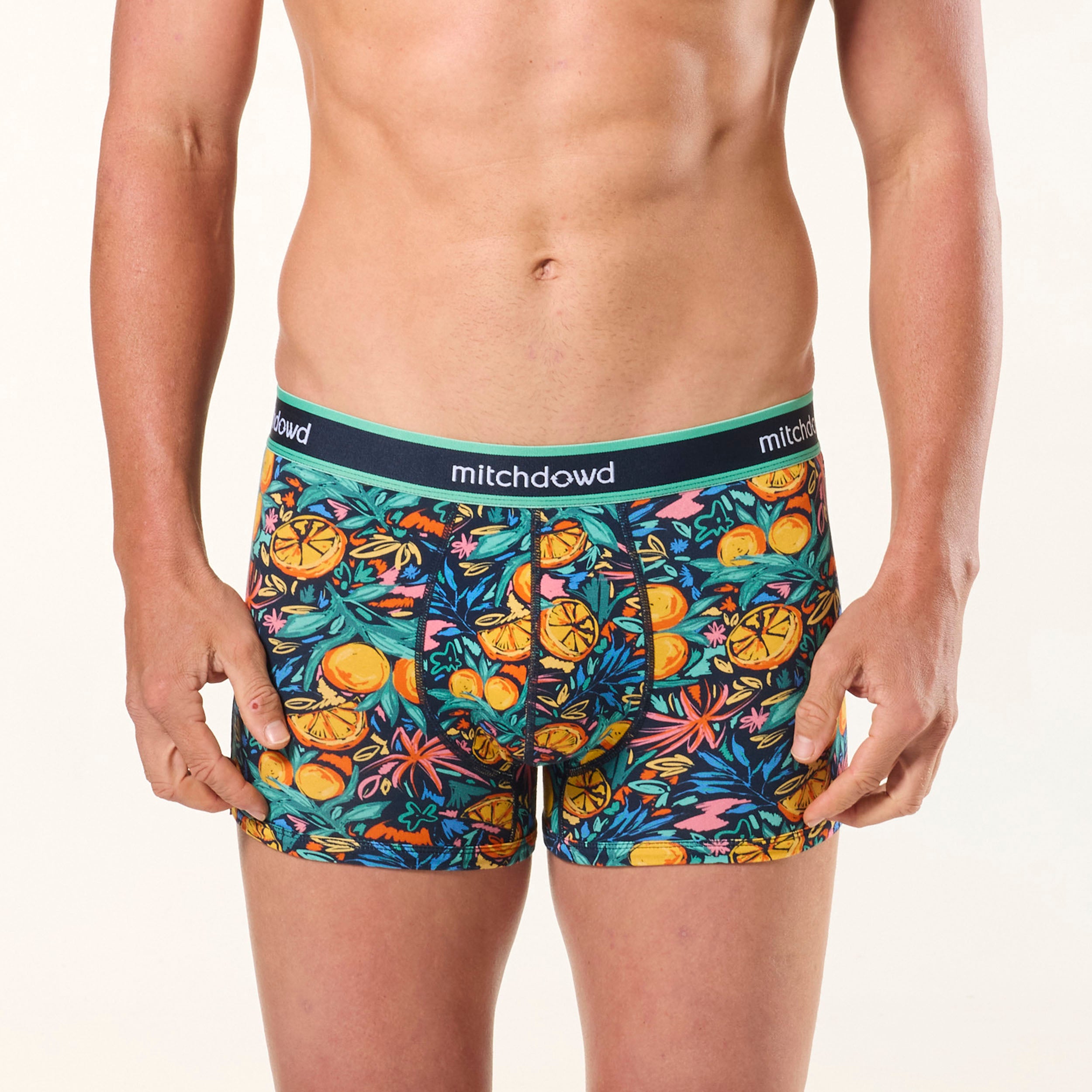 Men's Leafy Fruits Cotton Underwear Trunk 3-Pack - Soft Breathable Boxer Briefs for Everyday Comfort & Lounge Wear - Green