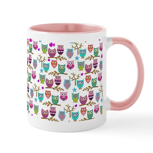 White/Pink Inside - Happy Owls Mugs
