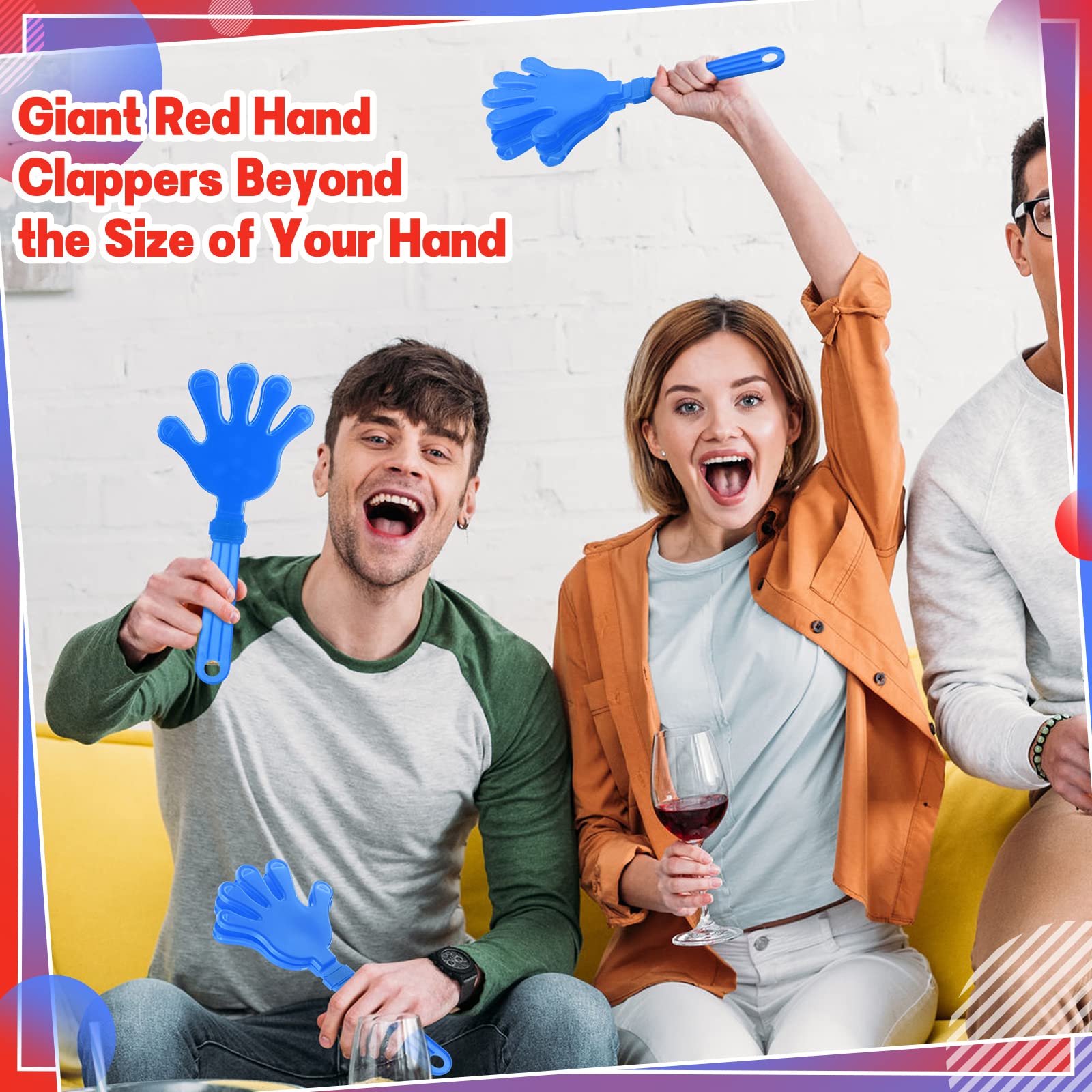 Woanger 4-Piece Jumbo Hand Clappers (11 Inch) - Blue Noise Makers for Parties, Sporting Events & Cheering - Perfect for Basketball, Football Games, Dances & Celebrations