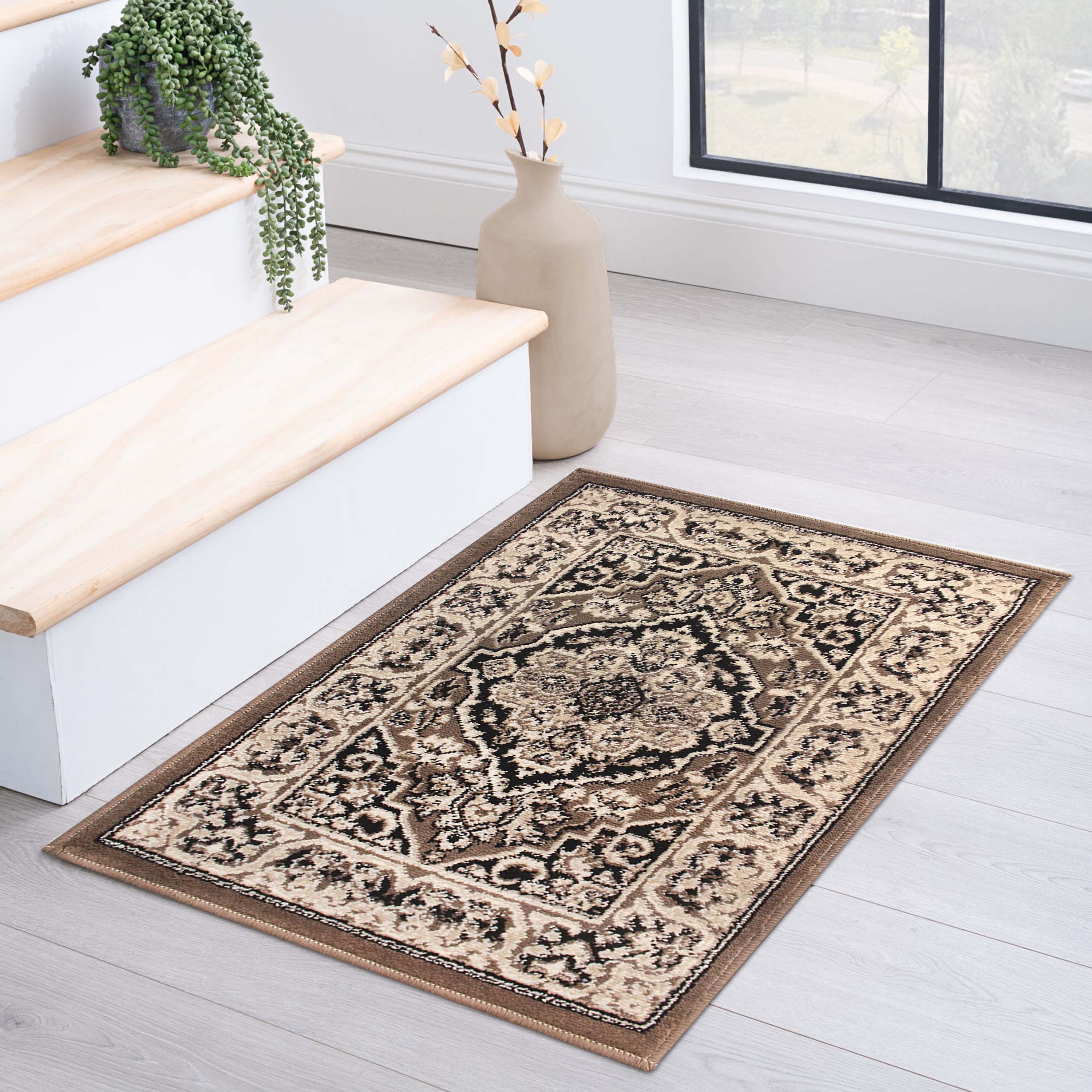 Glendale Traditional Floral Medallion Indoor Area Rug - Non-Slip Living Room Carpet, Bedroom Runner, Hallway Decor | Soft & Durable Home Floor Mat for Cozy Interior Design