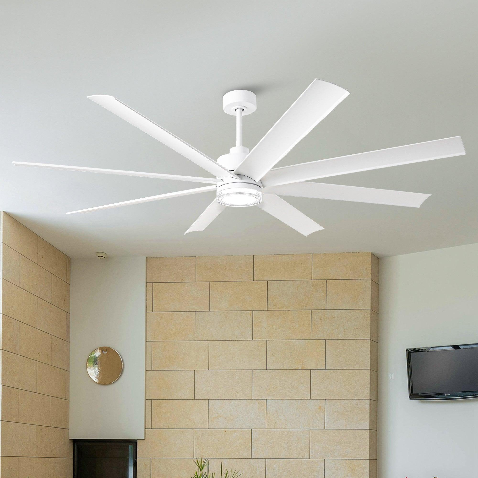 72 Inch Modern Smart Ceiling Fan with LED Light and Downrod Mount - Perfect for Living Room, Bedroom, and Office Cooling & Lighting