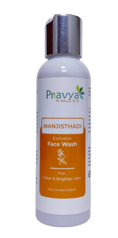 Pravya Manjisthadi Face Wash for Acne & Glowing Skin - 120ml | Ayurvedic Herbal Cleanser for Daily Skincare Routine | Perfect for Oily & Combination Skin Types