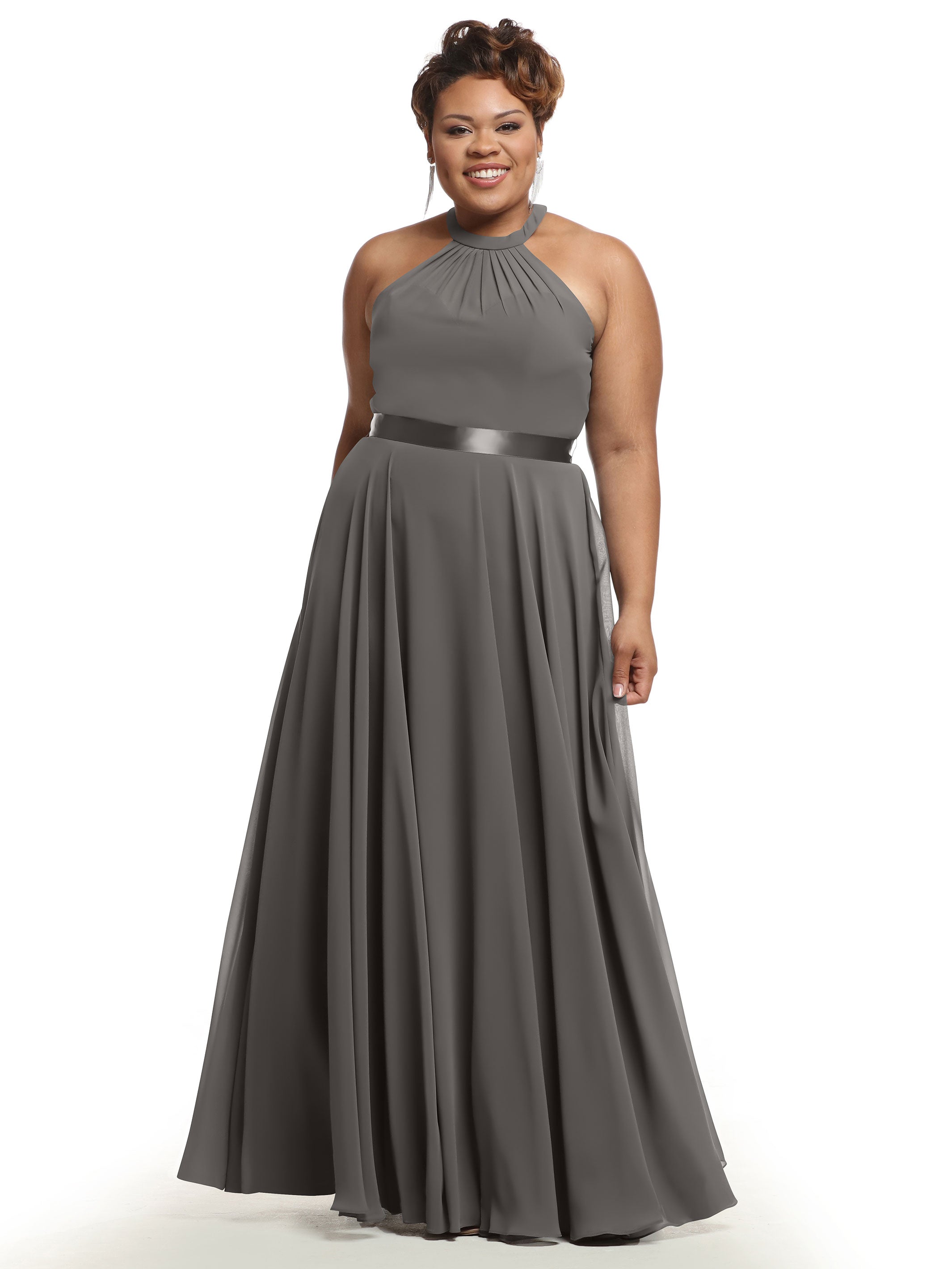Elegant A-Line Chiffon Bridesmaid Dress with Halter Neckline - Perfect for Weddings, Prom & Formal Events | Style #80038